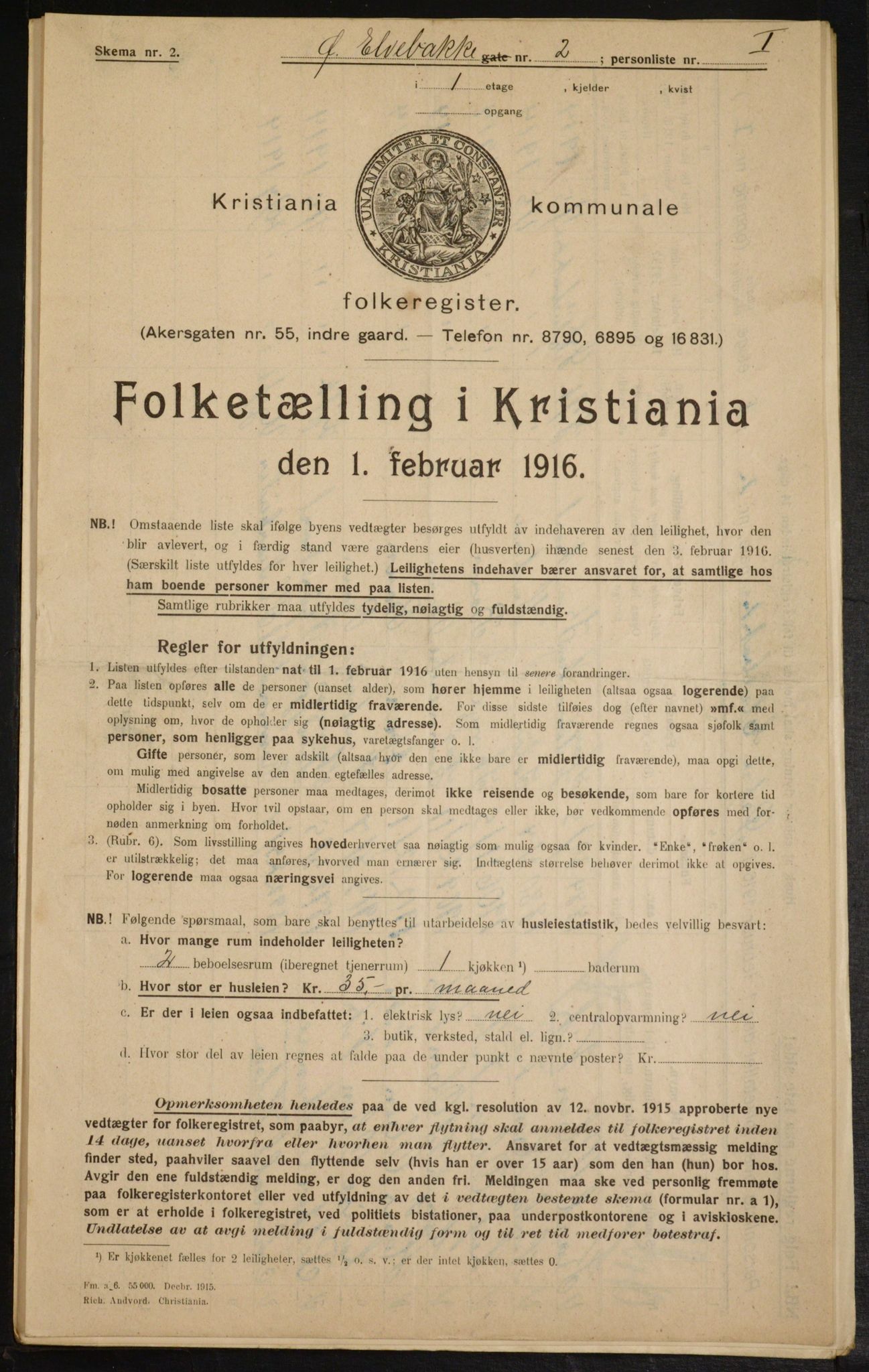 OBA, Municipal Census 1916 for Kristiania, 1916, p. 133094