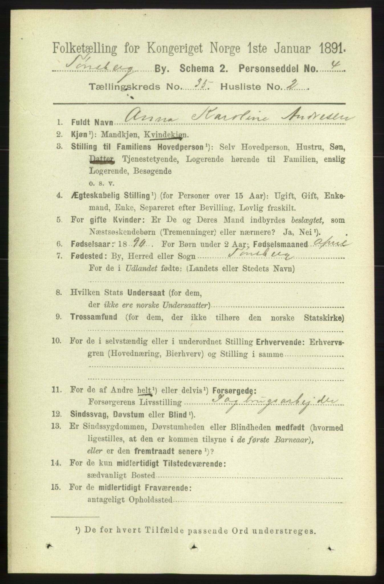 RA, 1891 census for 0705 Tønsberg, 1891, p. 7780