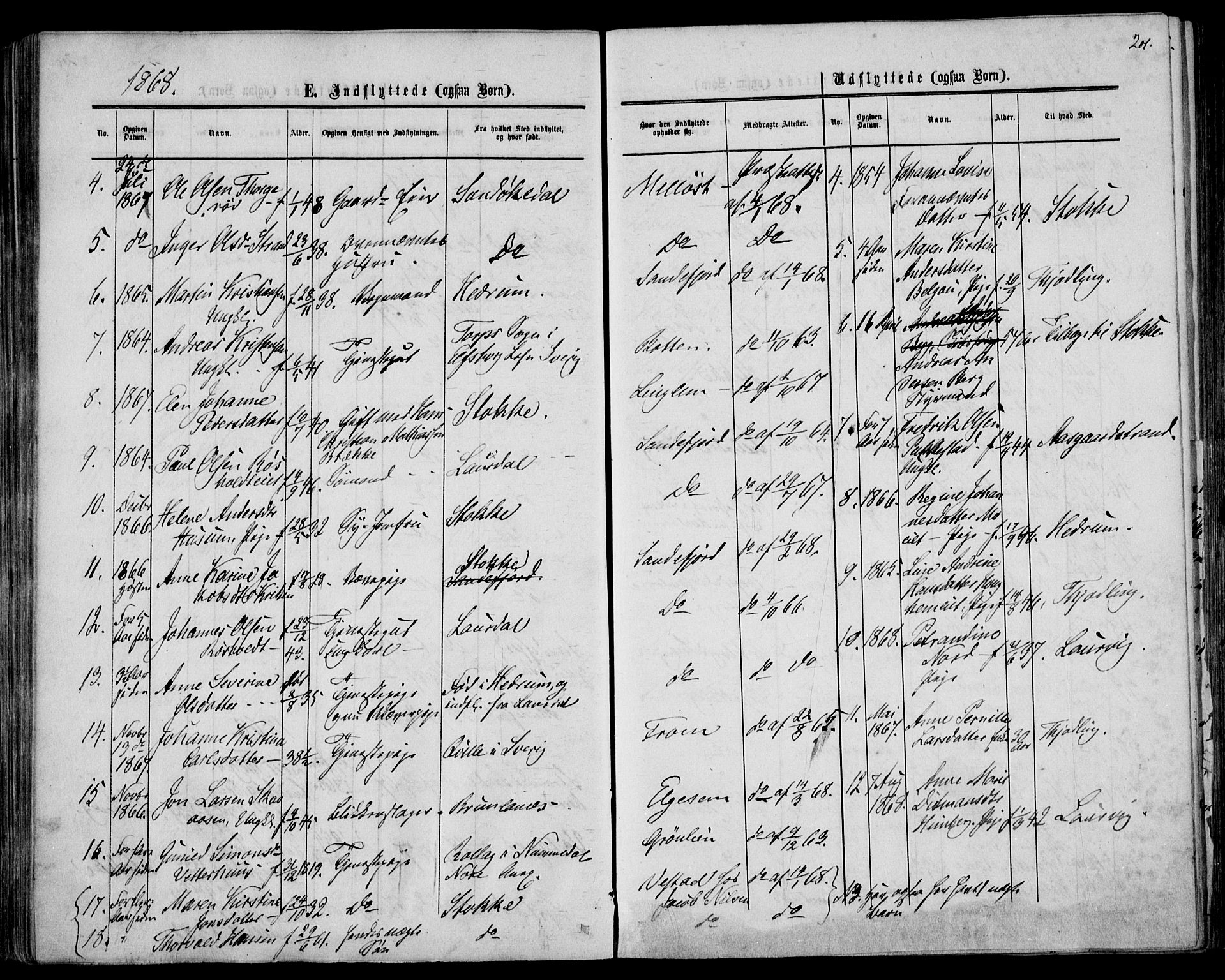 Sandar kirkebøker, AV/SAKO-A-243/F/Fa/L0009: Parish register (official) no. 9, 1862-1871, p. 201