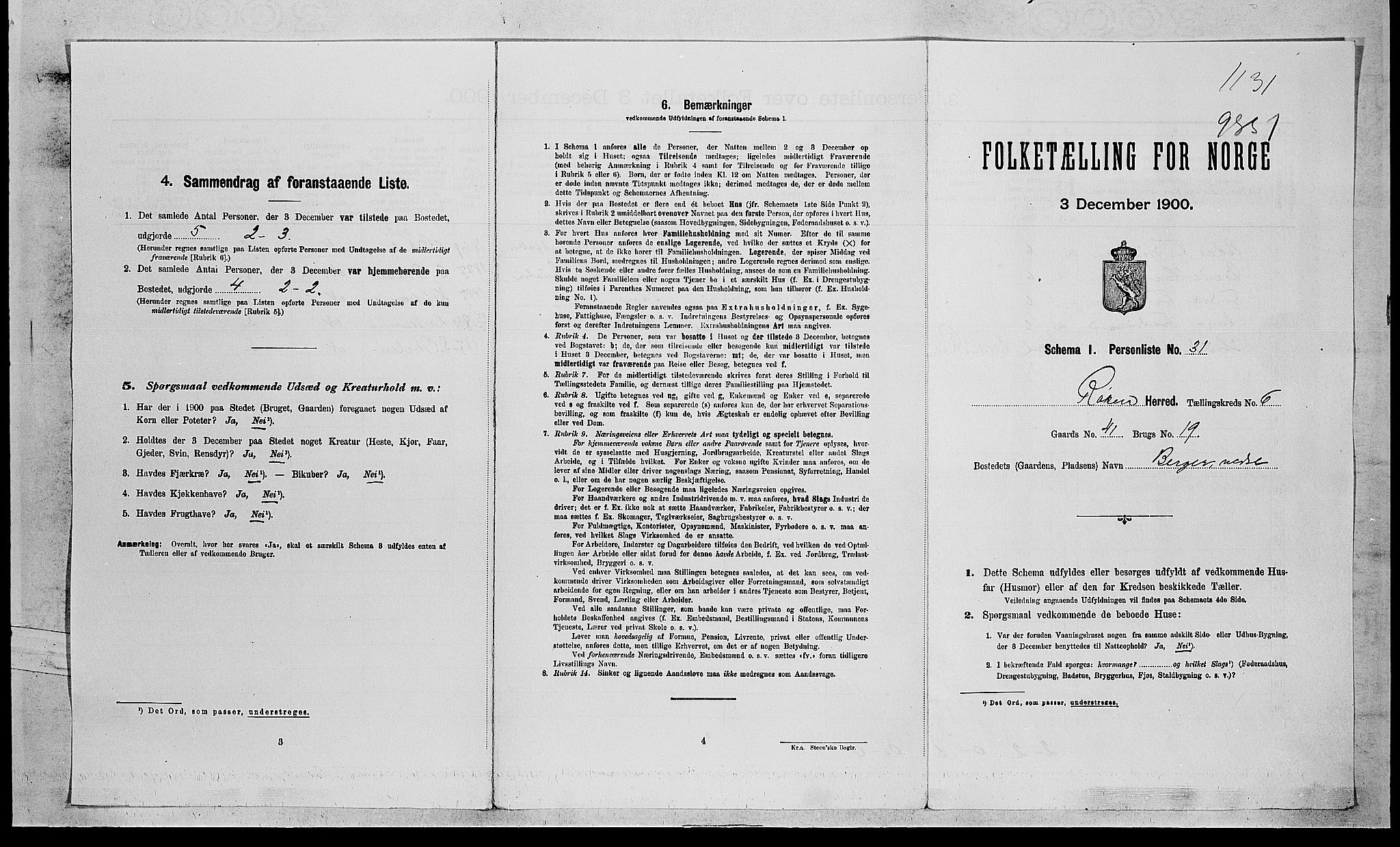 RA, 1900 census for Røyken, 1900, p. 833