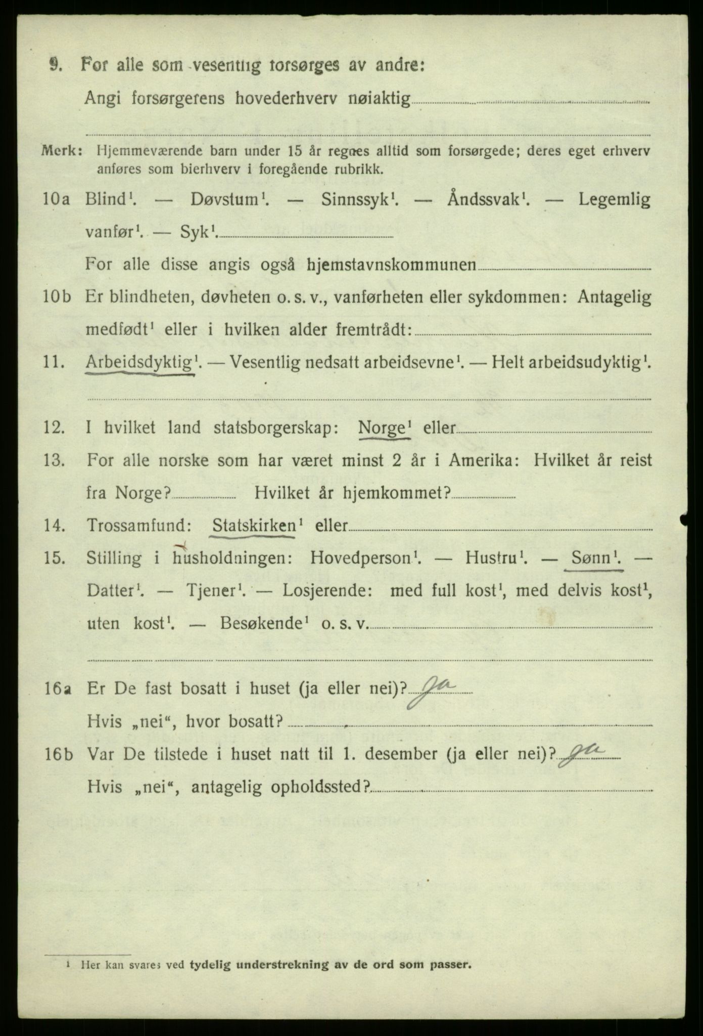SAB, 1920 census for Haus, 1920, p. 3284