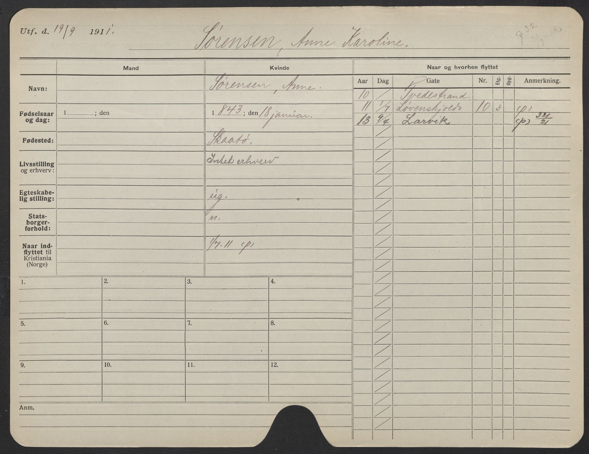 Oslo folkeregister, Registerkort, AV/SAO-A-11715/F/Fa/Fac/L0024: Kvinner, 1906-1914, p. 866a