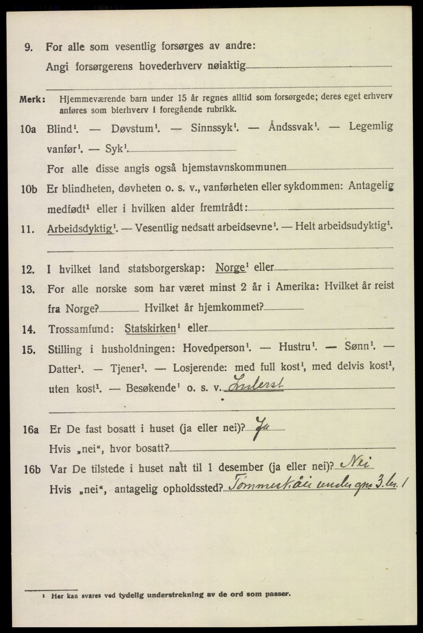 SAH, 1920 census for Trysil, 1920, p. 3540