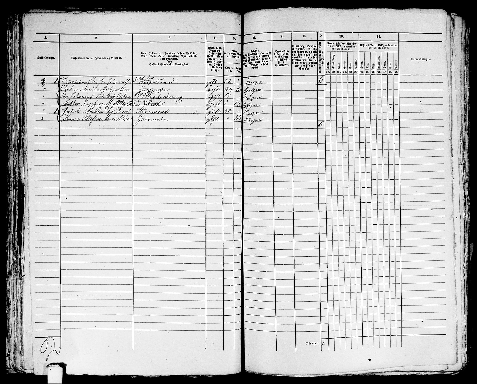 RA, 1865 census for Bergen, 1865, p. 4722