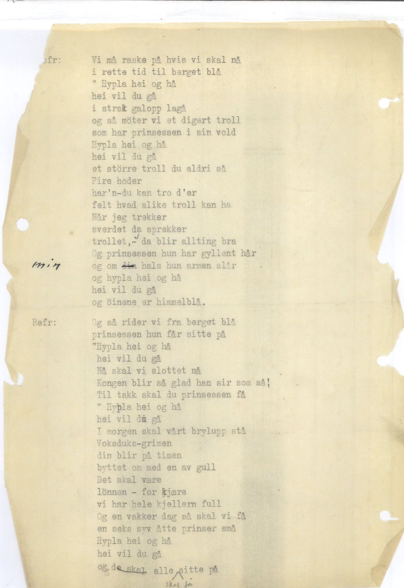 Otto Nielsen, TRKO/PA-1176/F/L0016/0262: Noter / Gyngehesten_tekst (1), 1950