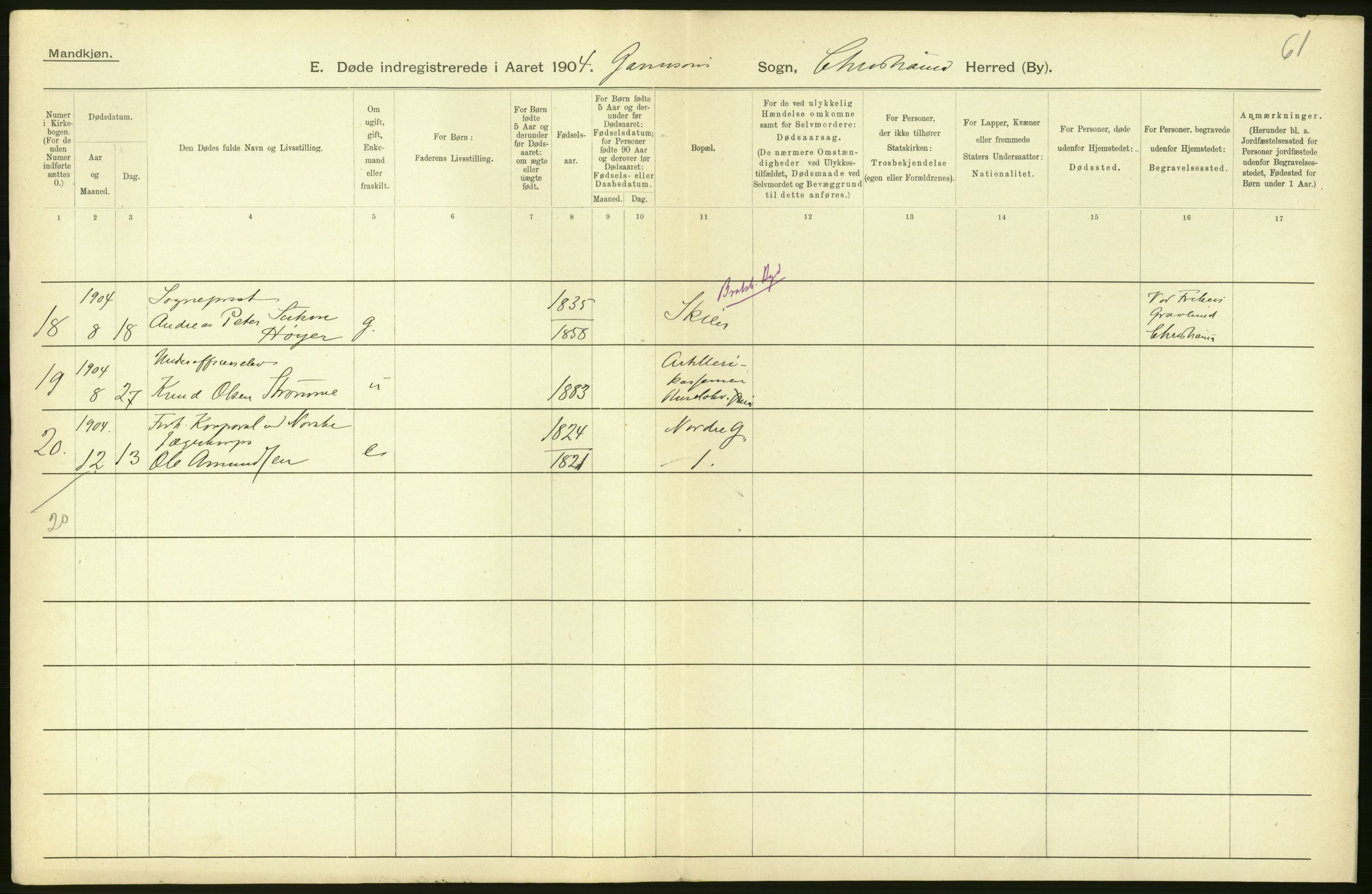 Statistisk sentralbyrå, Sosiodemografiske emner, Befolkning, RA/S-2228/D/Df/Dfa/Dfab/L0004: Kristiania: Gifte, døde, 1904, p. 448