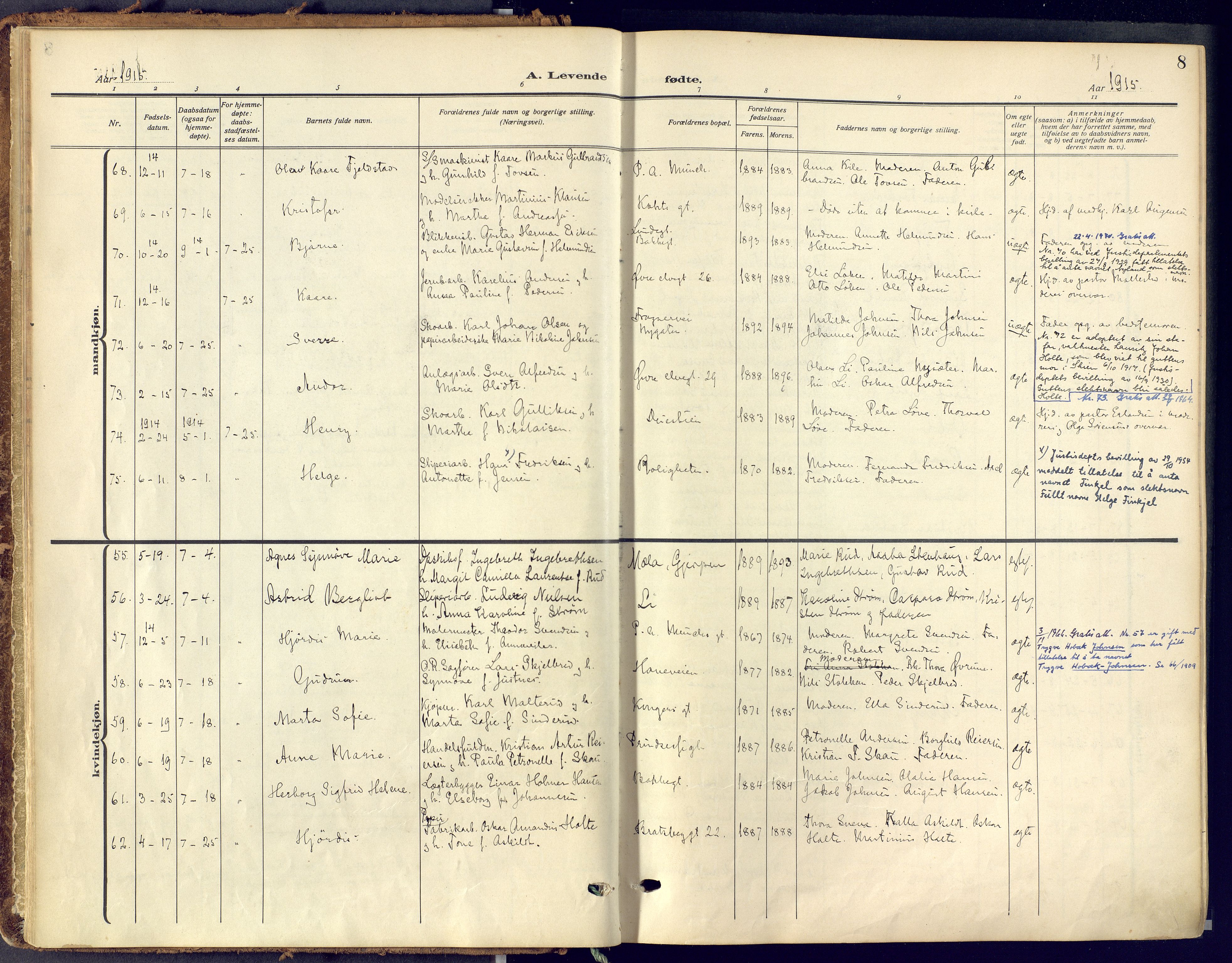 Skien kirkebøker, SAKO/A-302/F/Fa/L0013: Parish register (official) no. 13, 1915-1921, p. 8
