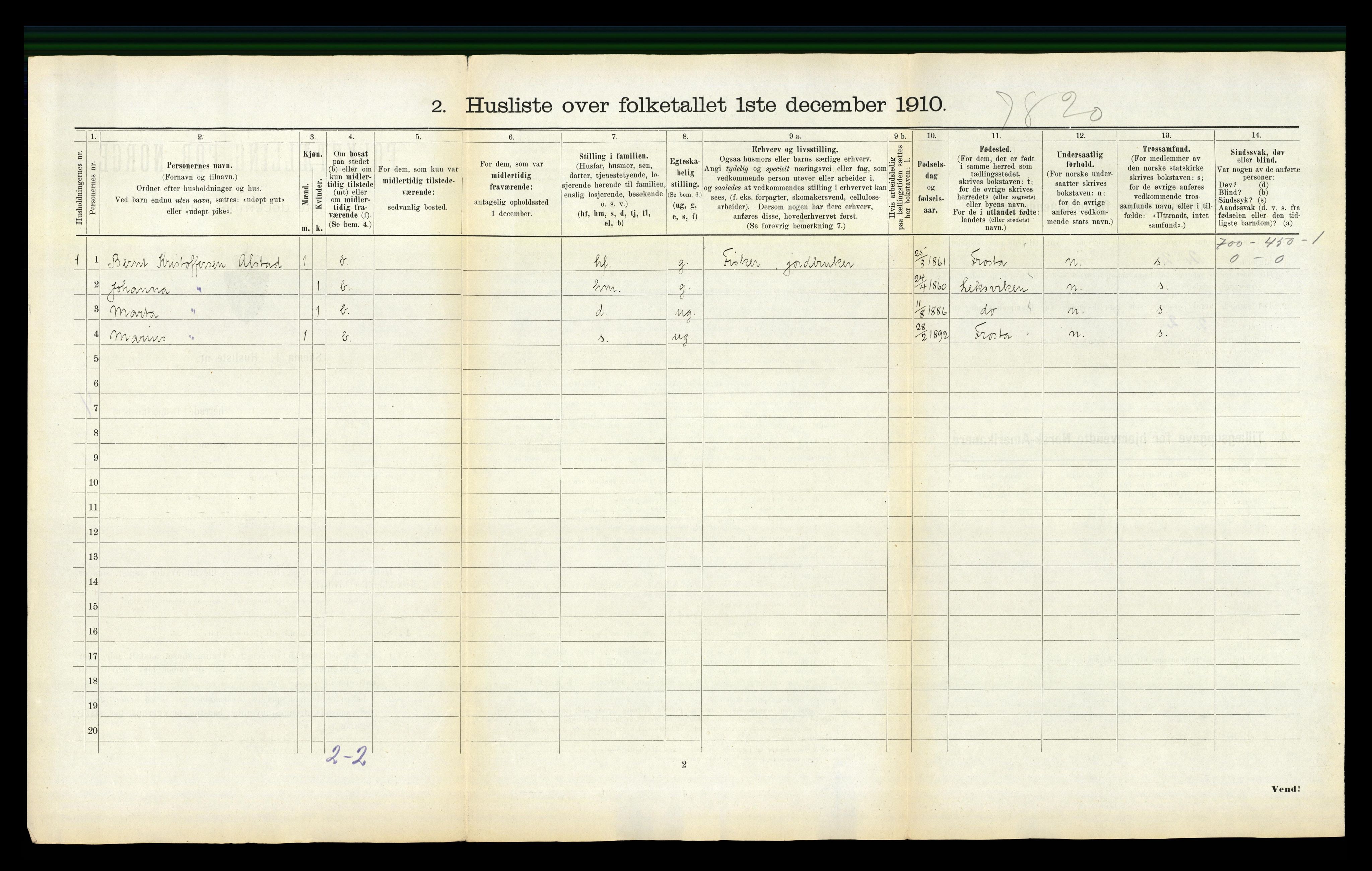 RA, 1910 census for Mosvik, 1910, p. 167