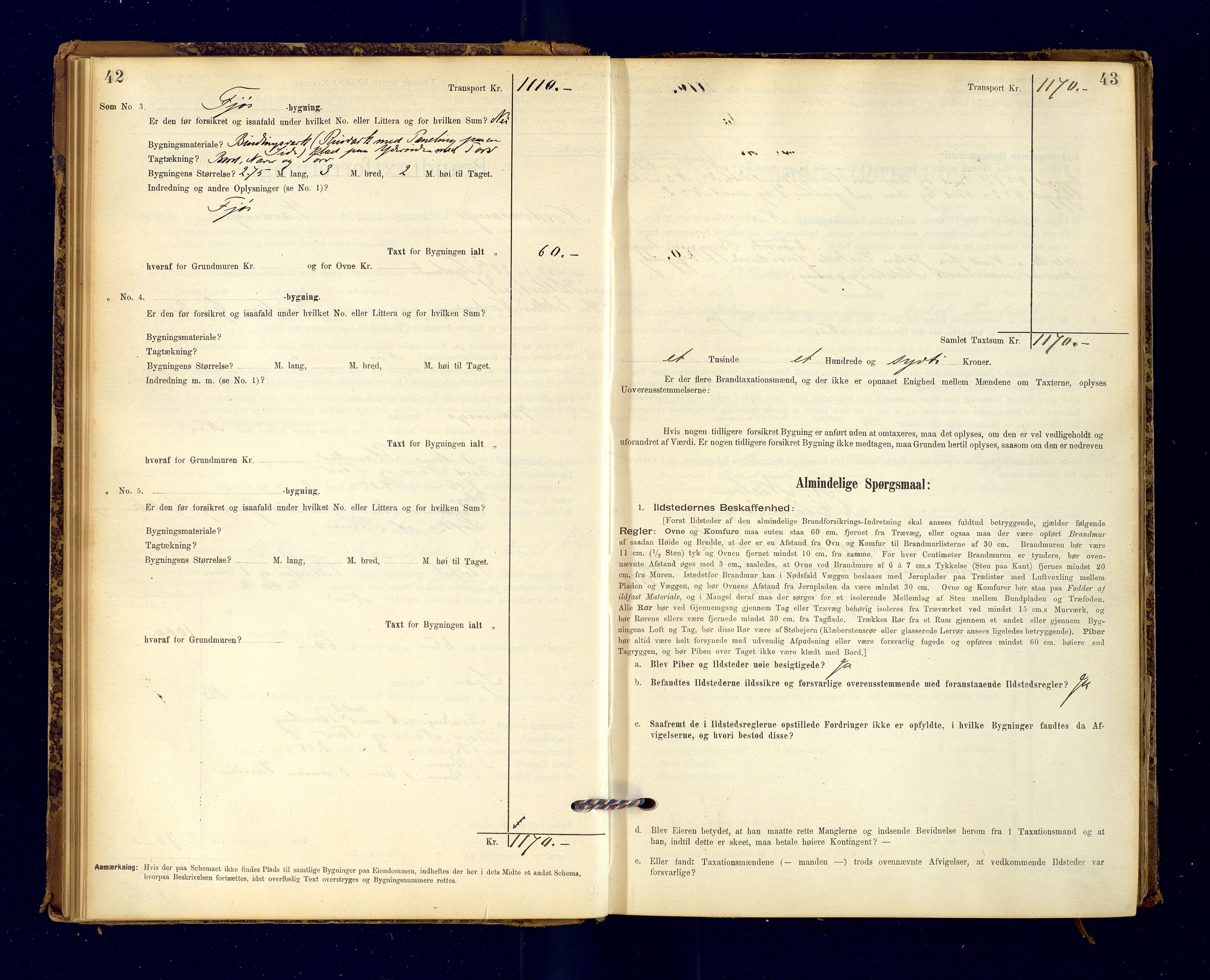 Nord-Varanger (Vadsø) lensmannskontor, AV/SATØ-S-1166/1/Fp/Fpb/L0198: Branntakstprotokoller, 1895-1913, p. 42-43