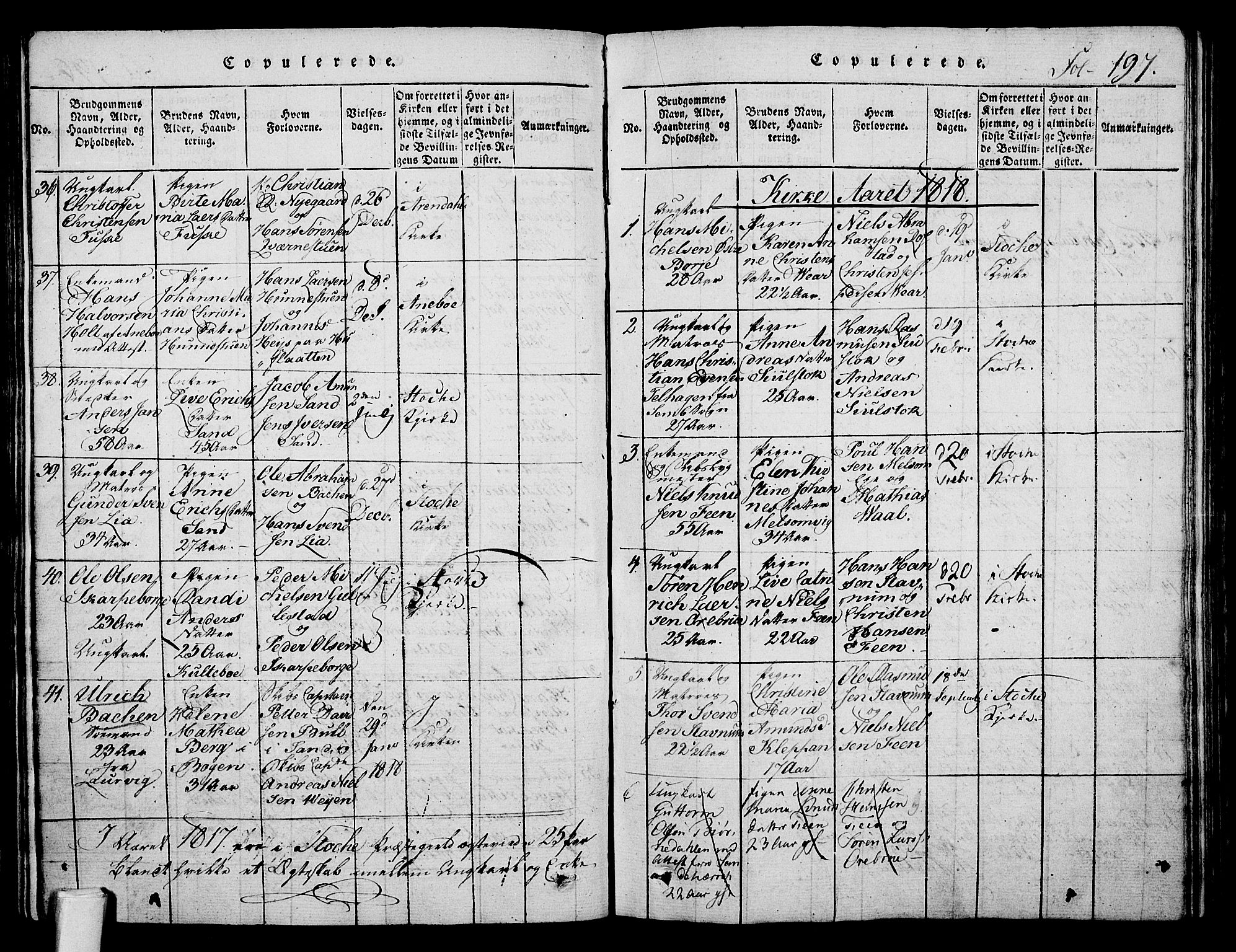 Stokke kirkebøker, AV/SAKO-A-320/F/Fa/L0005: Parish register (official) no. I 5, 1815-1826, p. 197