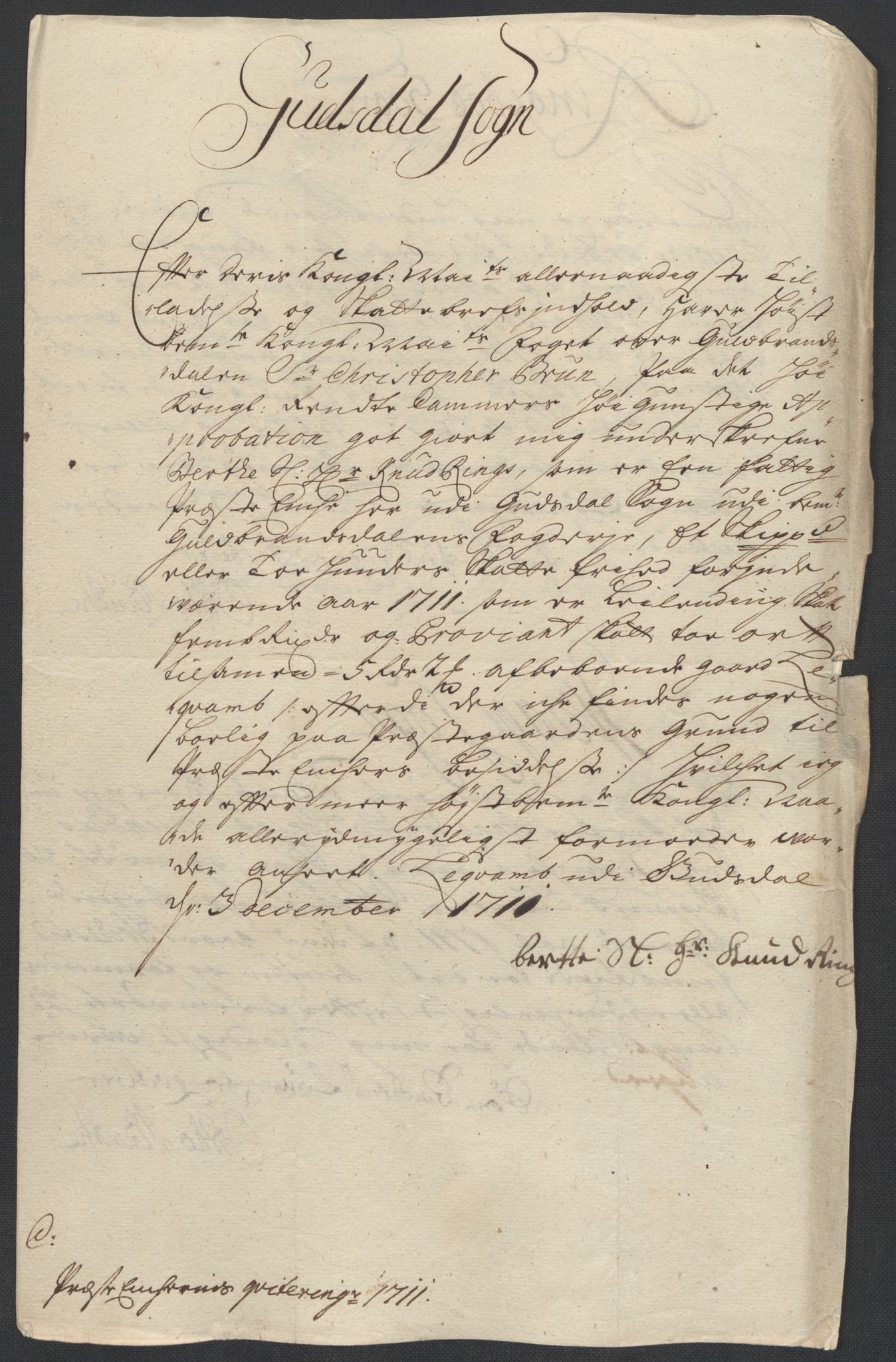 Rentekammeret inntil 1814, Reviderte regnskaper, Fogderegnskap, AV/RA-EA-4092/R17/L1180: Fogderegnskap Gudbrandsdal, 1711, p. 354