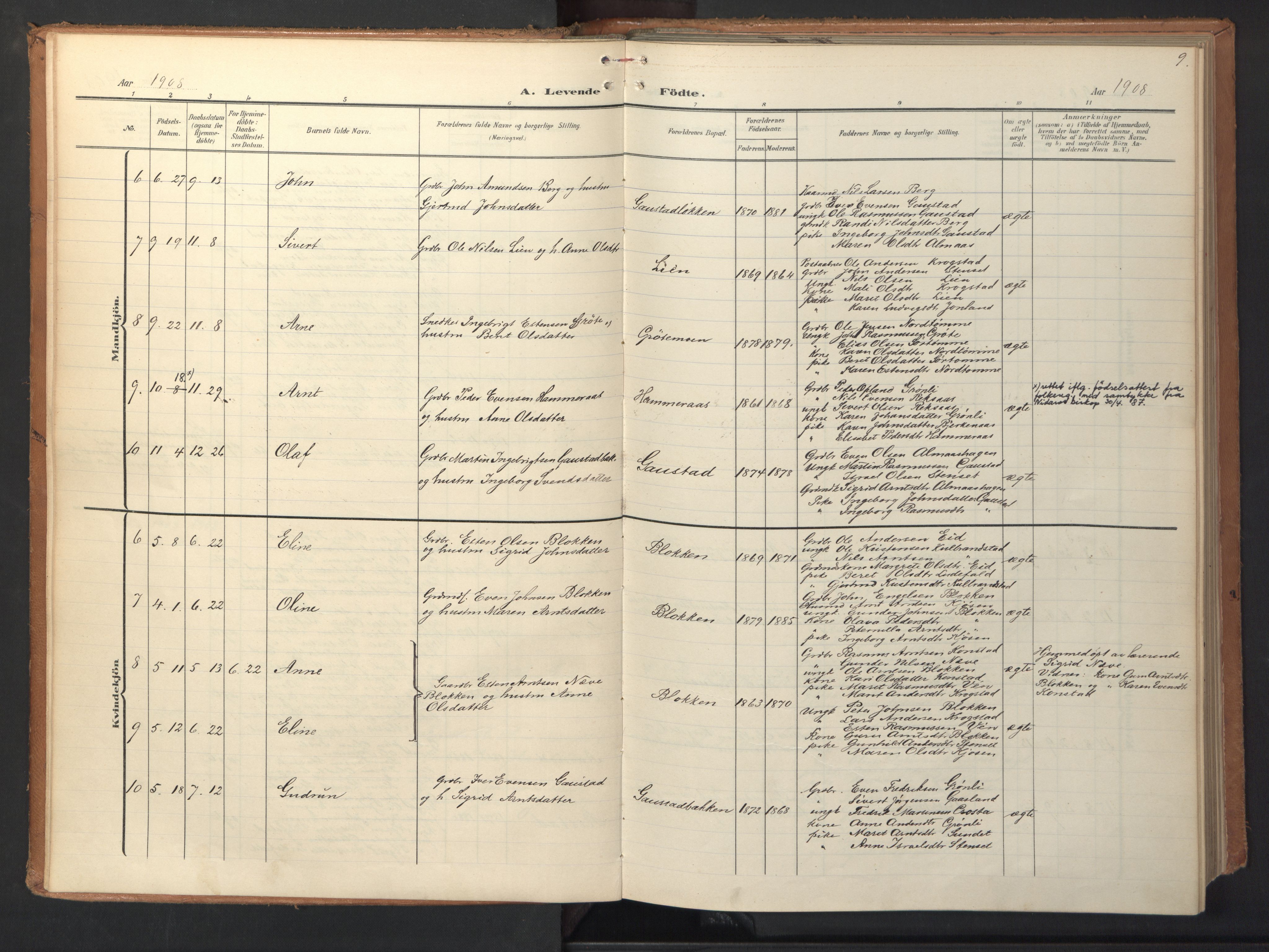 Ministerialprotokoller, klokkerbøker og fødselsregistre - Sør-Trøndelag, SAT/A-1456/694/L1128: Parish register (official) no. 694A02, 1906-1931, p. 9