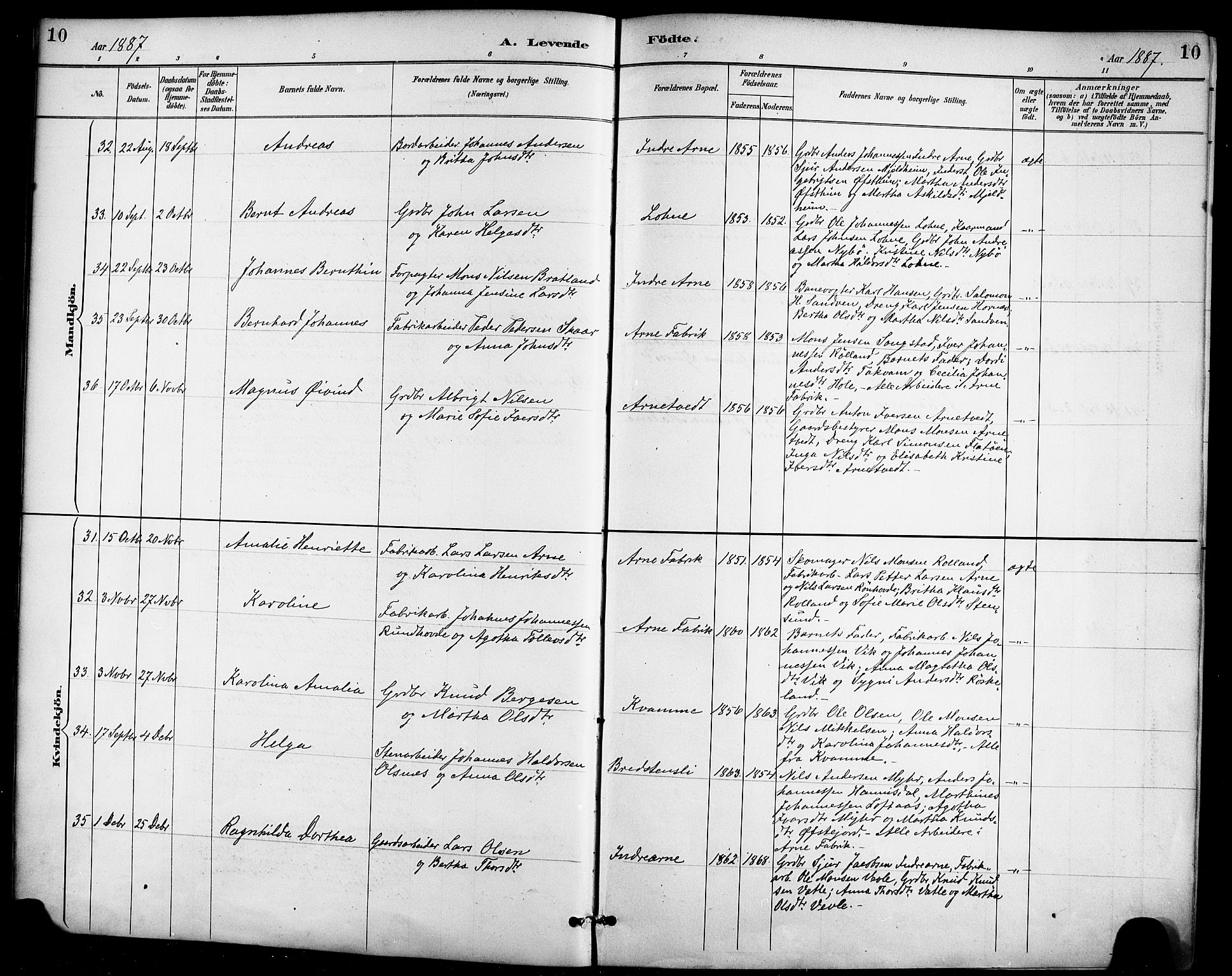 Haus sokneprestembete, AV/SAB-A-75601/H/Haa/Haad/L0001: Parish register (official) no. D 1, 1887-1898, p. 10