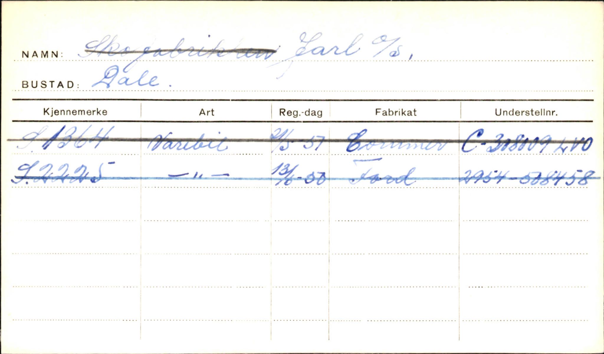 Statens vegvesen, Sogn og Fjordane vegkontor, SAB/A-5301/4/F/L0001A: Eigarregister Fjordane til 1.6.1961, 1930-1961, p. 938