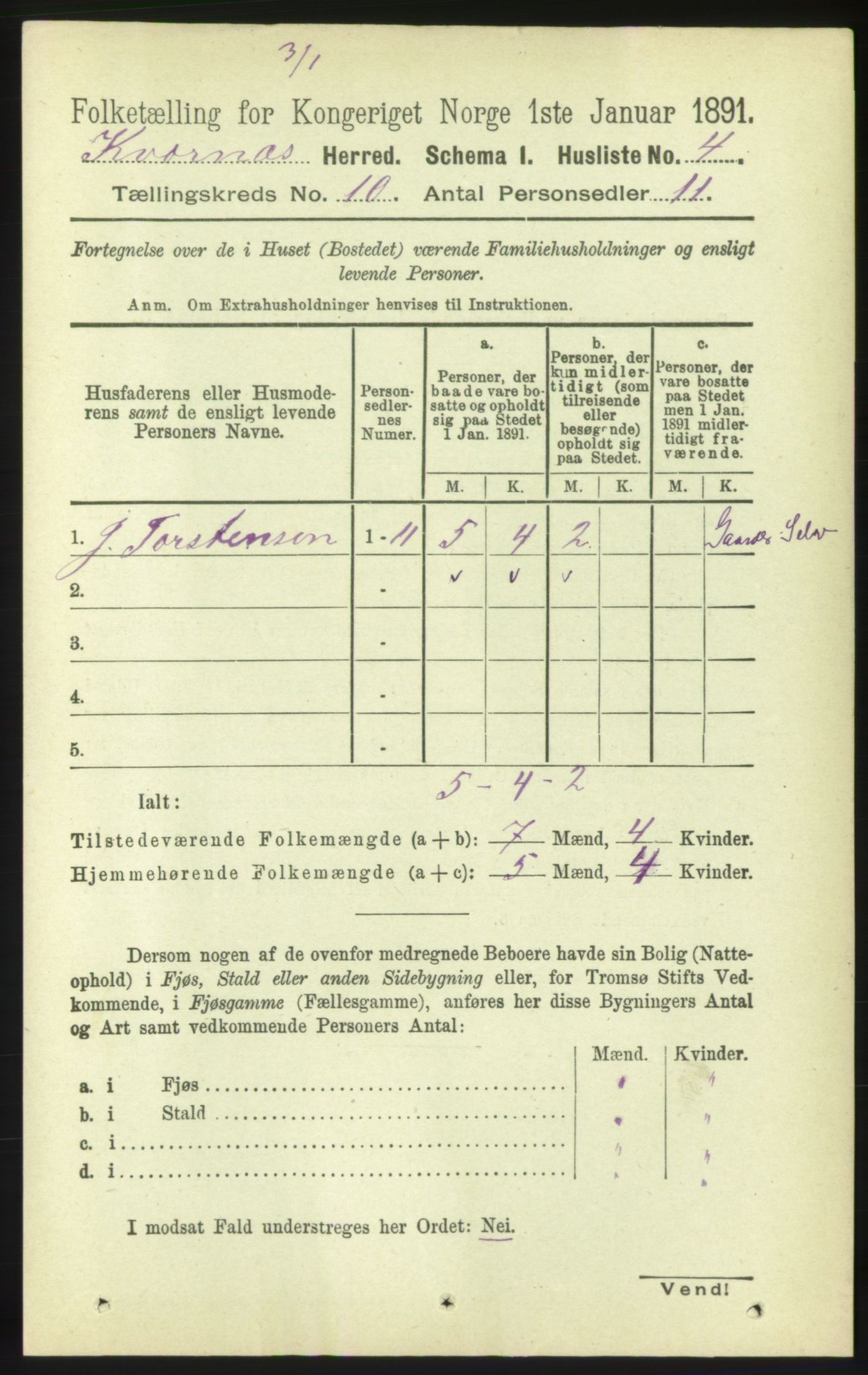 RA, 1891 census for 1553 Kvernes, 1891, p. 4273