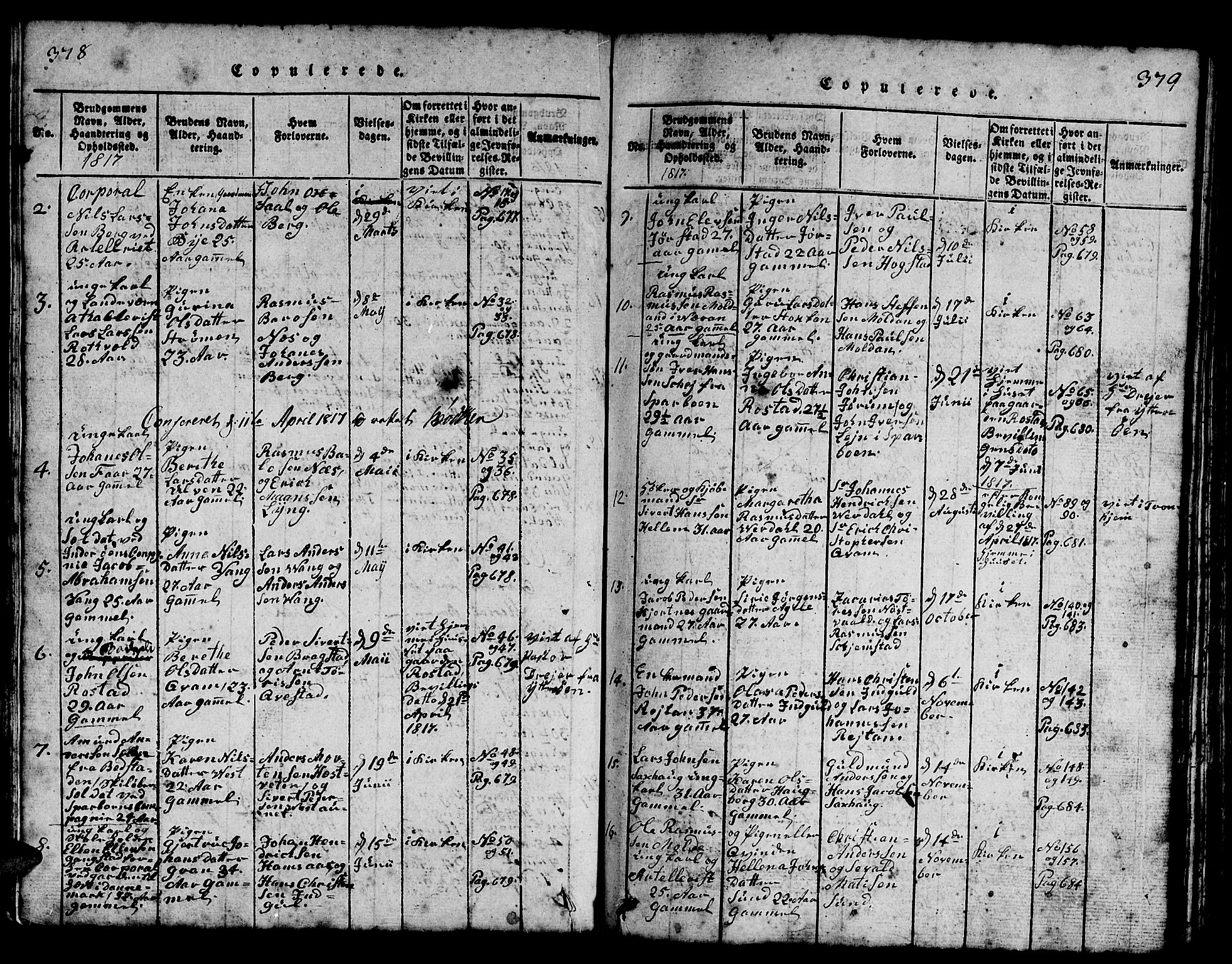 Ministerialprotokoller, klokkerbøker og fødselsregistre - Nord-Trøndelag, SAT/A-1458/730/L0298: Parish register (copy) no. 730C01, 1816-1849, p. 378-379