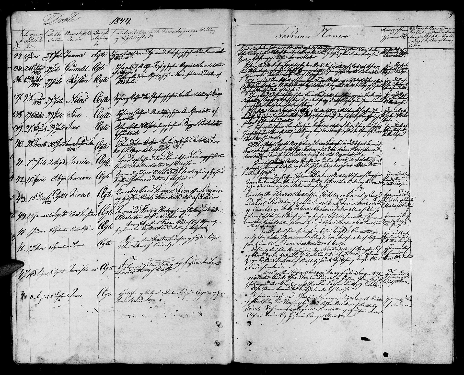 Vadsø sokneprestkontor, SATØ/S-1325/H/Hb/L0001klokker: Parish register (copy) no. 1, 1843-1853, p. 9