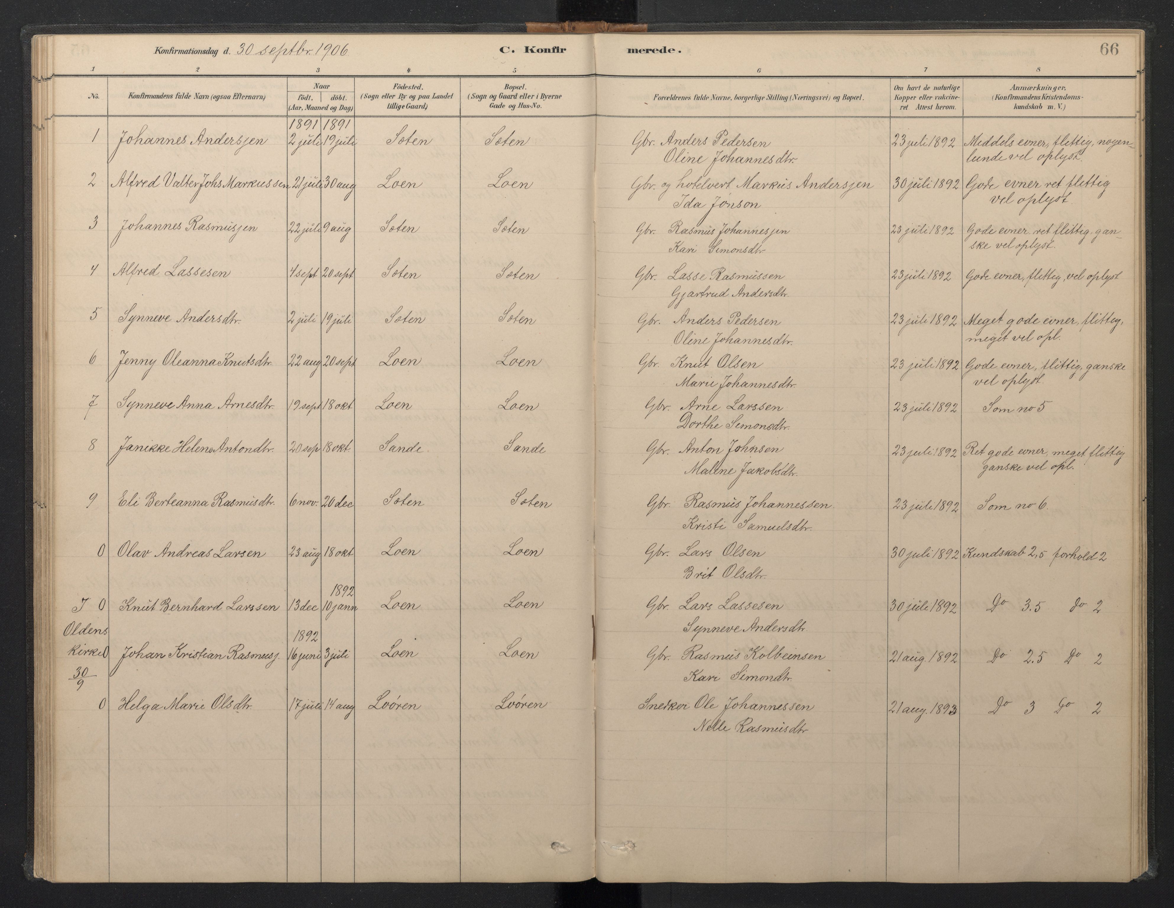 Stryn Sokneprestembete, SAB/A-82501: Parish register (copy) no. B 3, 1881-1918, p. 65b-66a