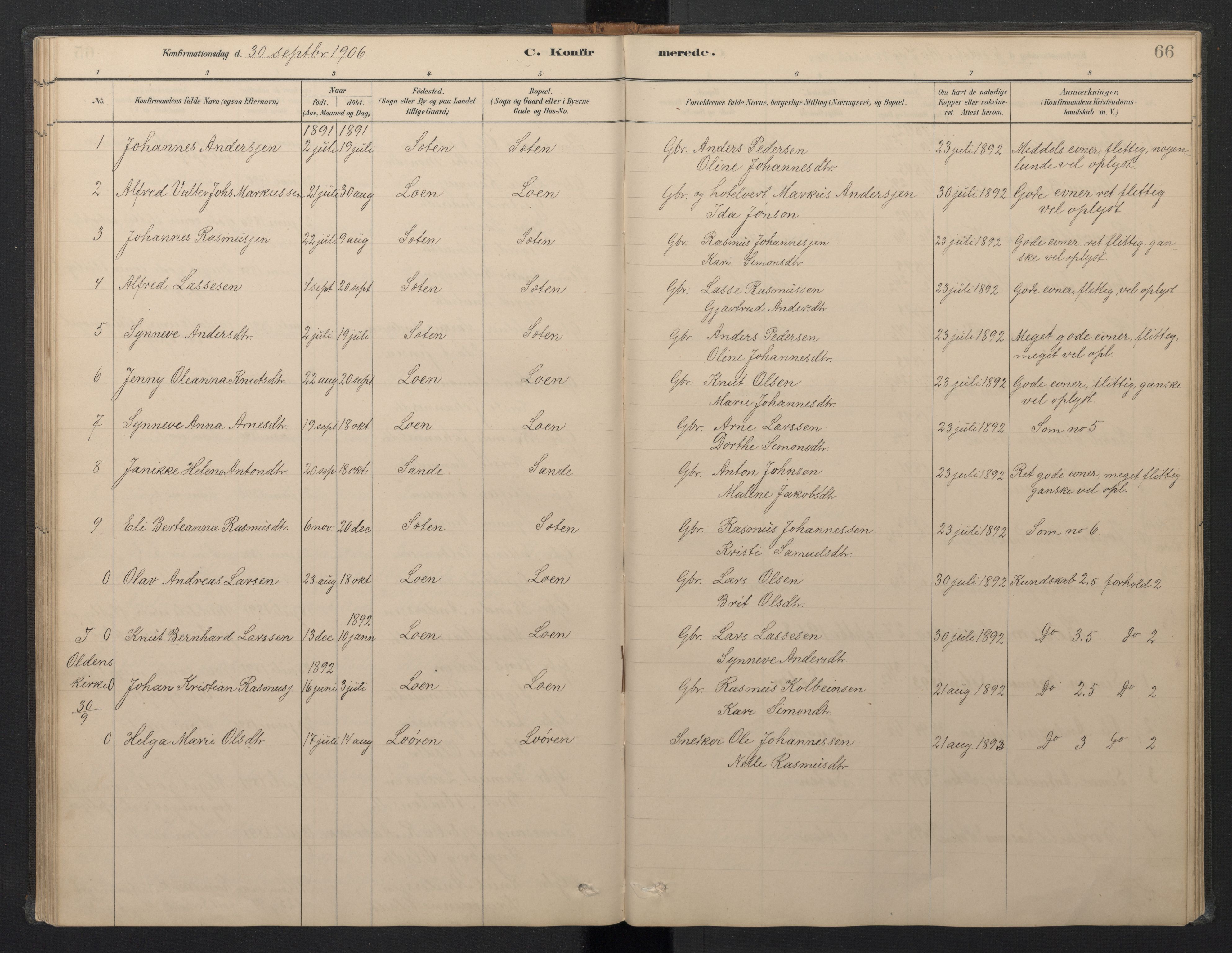Stryn Sokneprestembete, AV/SAB-A-82501: Parish register (copy) no. B 3, 1881-1918, p. 65b-66a