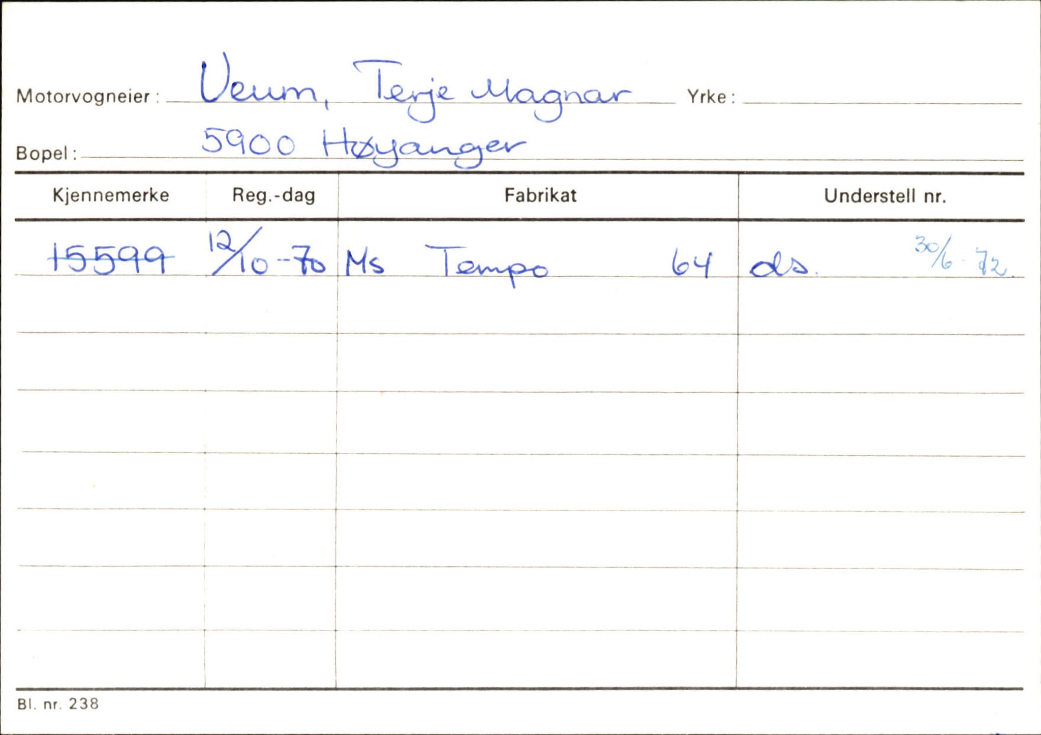 Statens vegvesen, Sogn og Fjordane vegkontor, AV/SAB-A-5301/4/F/L0131: Eigarregister Høyanger P-Å. Stryn S-Å, 1945-1975, p. 809