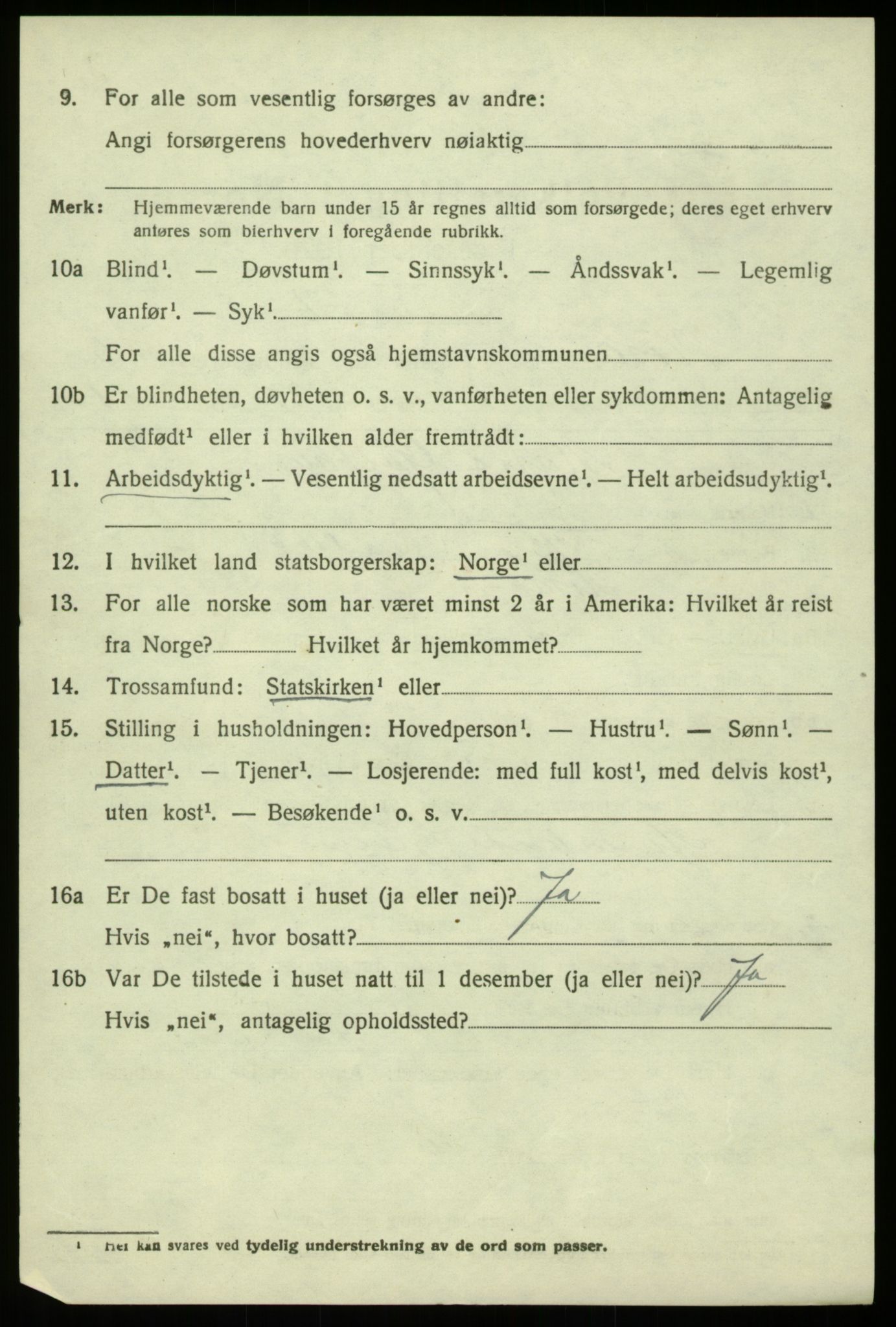 SAB, 1920 census for Hosanger, 1920, p. 2352