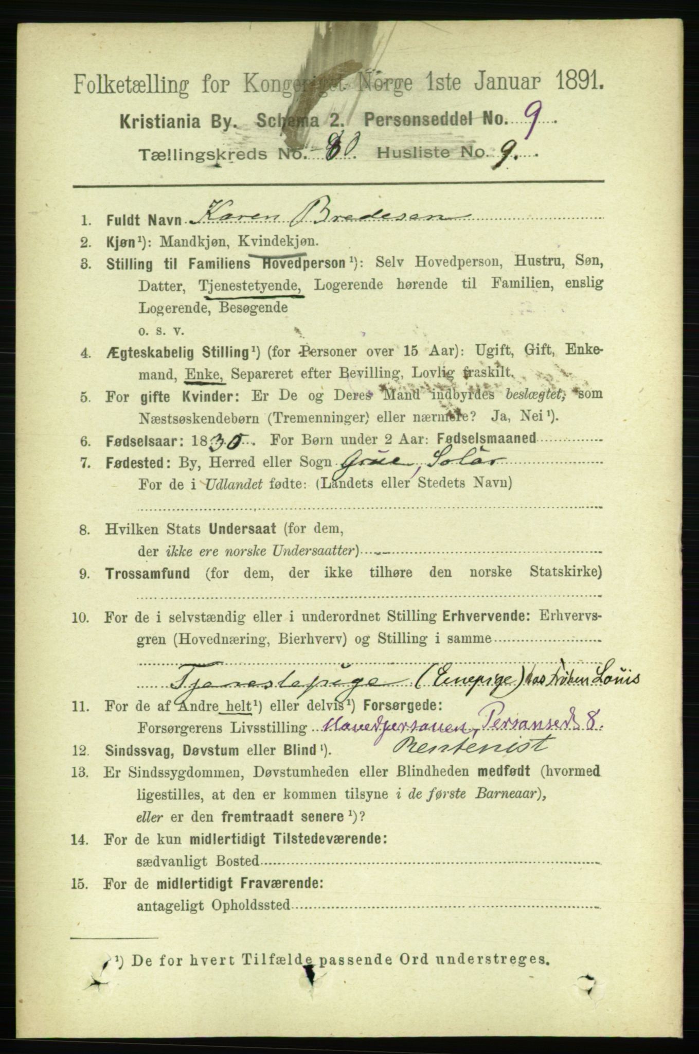 RA, 1891 census for 0301 Kristiania, 1891, p. 41400