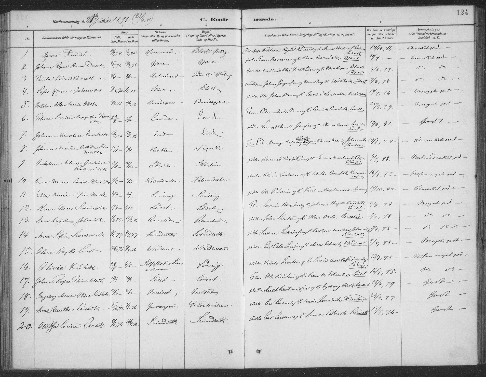 Ministerialprotokoller, klokkerbøker og fødselsregistre - Møre og Romsdal, AV/SAT-A-1454/522/L0316: Parish register (official) no. 522A11, 1890-1911, p. 124