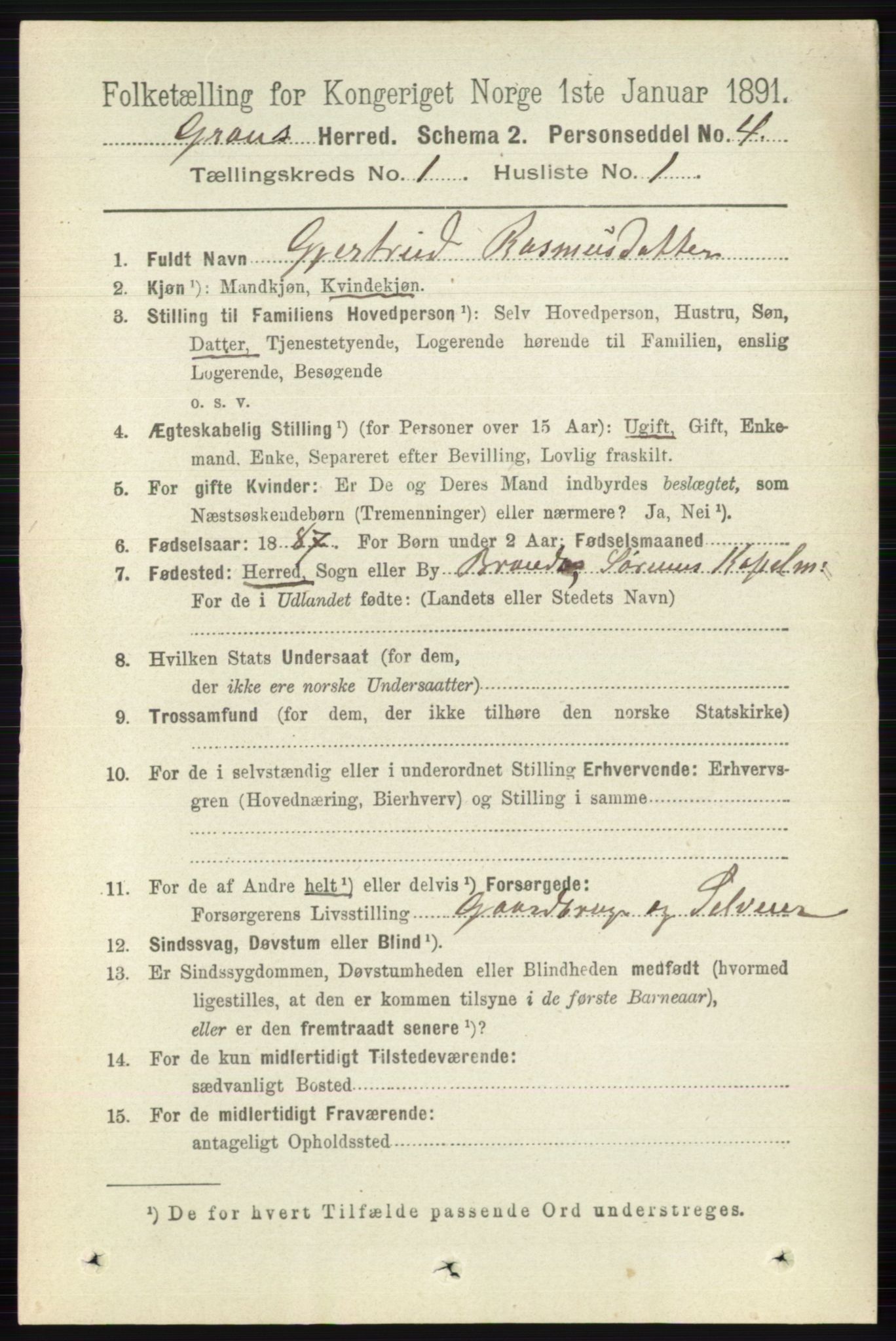 RA, 1891 census for 0534 Gran, 1891, p. 56