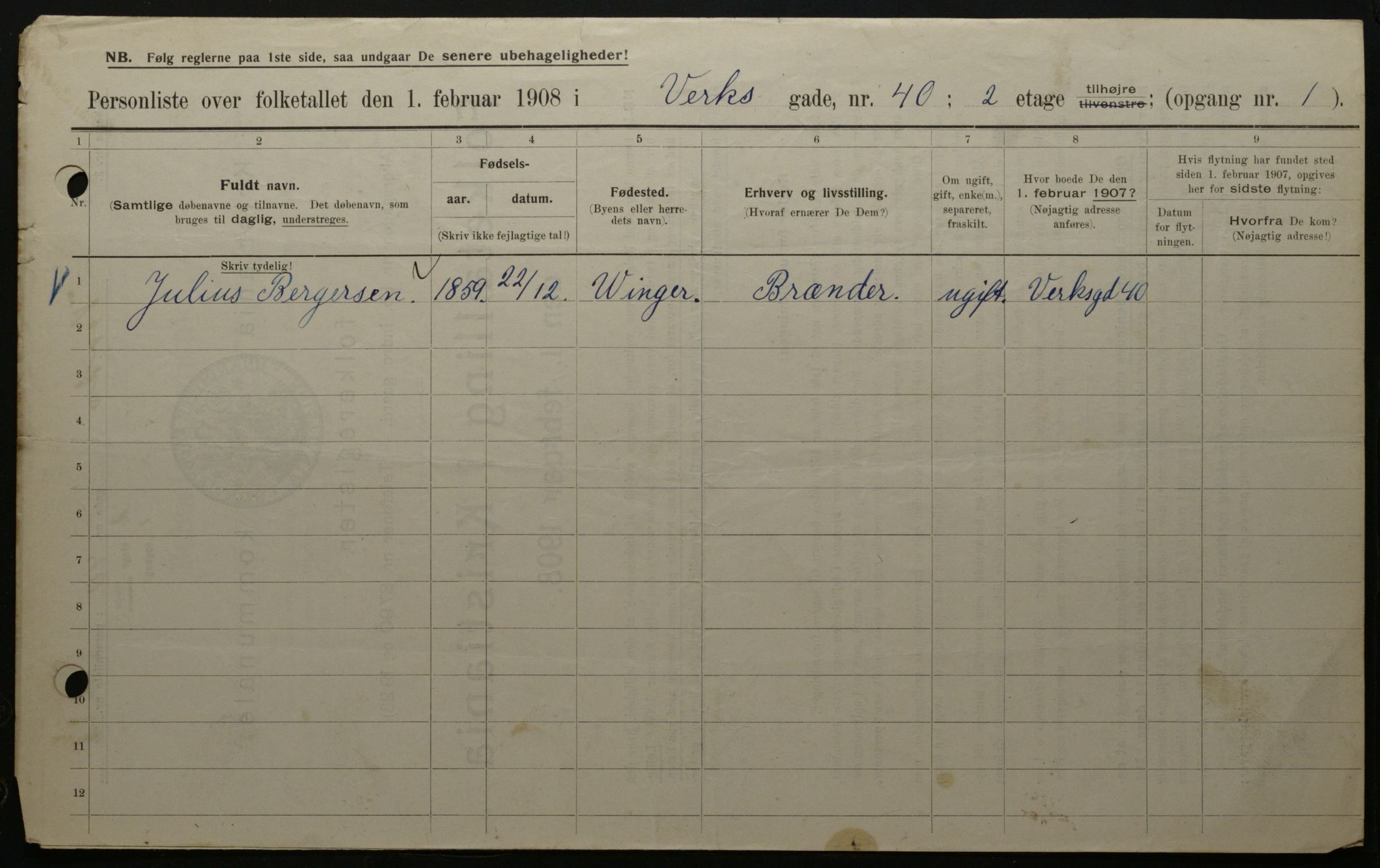 OBA, Municipal Census 1908 for Kristiania, 1908, p. 109803