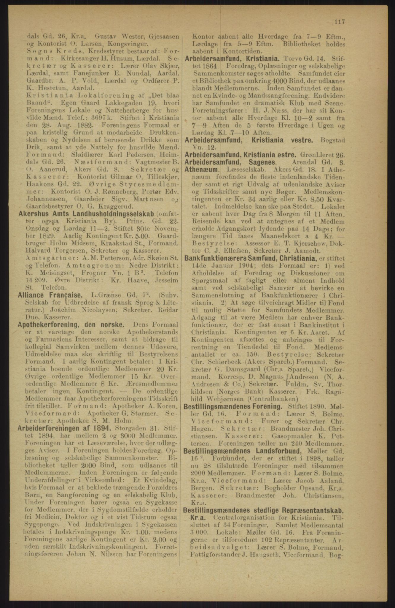 Kristiania/Oslo adressebok, PUBL/-, 1911, p. 117