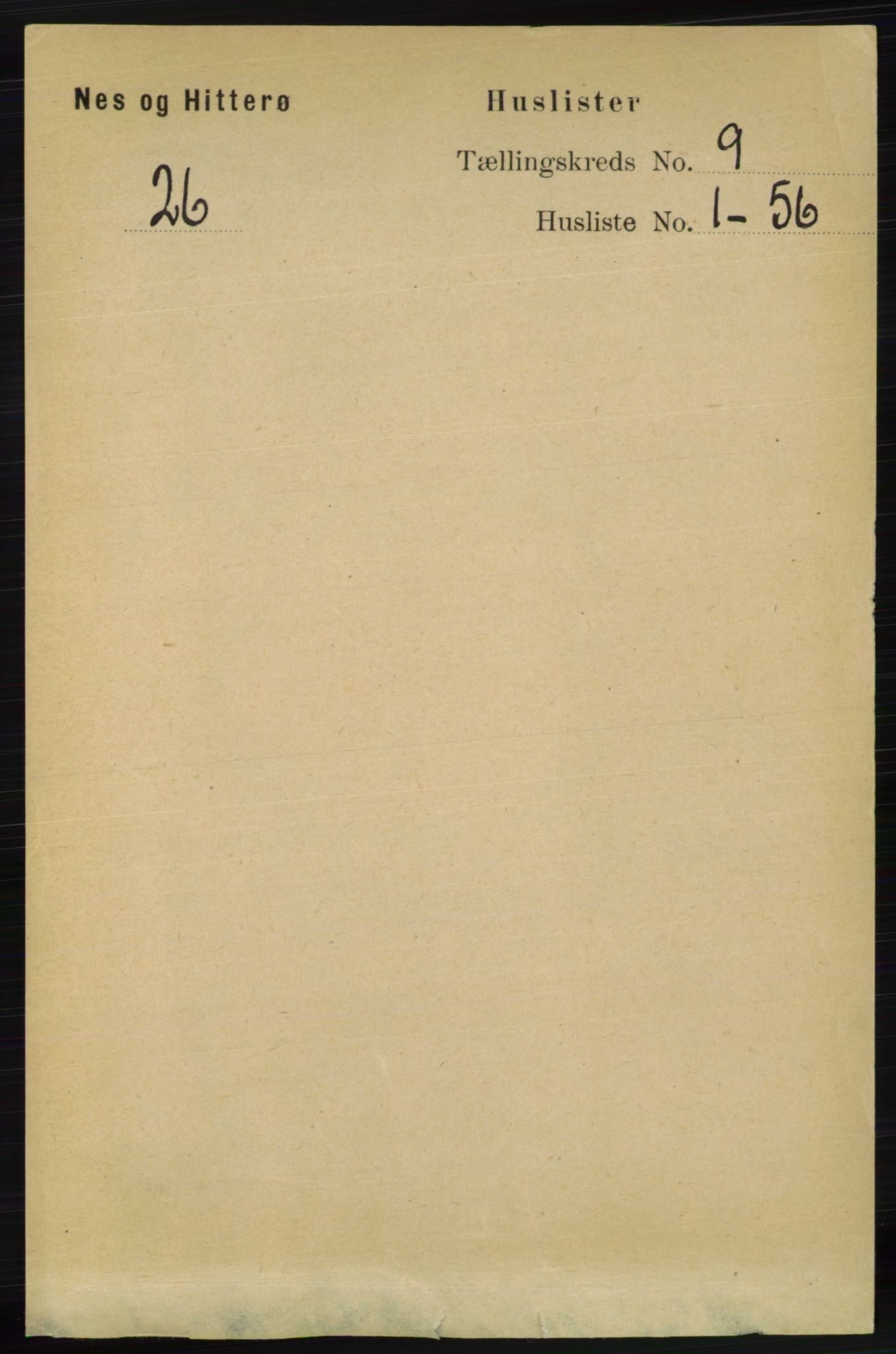 RA, 1891 census for 1043 Hidra og Nes, 1891, p. 3705