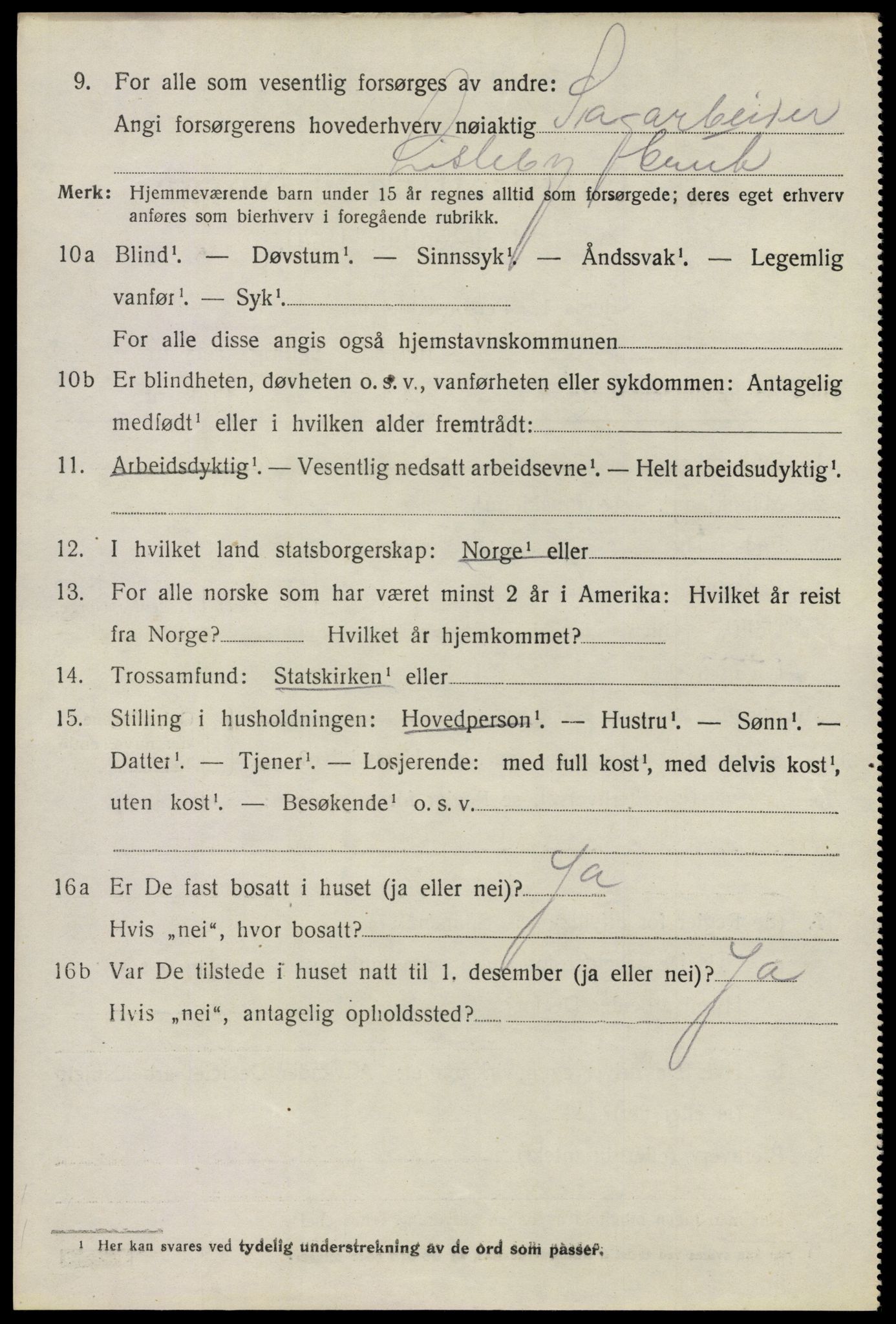 SAO, 1920 census for Glemmen, 1920, p. 3022