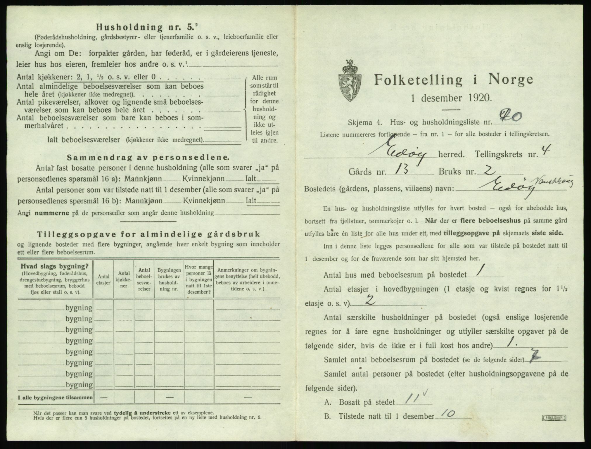 SAT, 1920 census for Edøy, 1920, p. 228