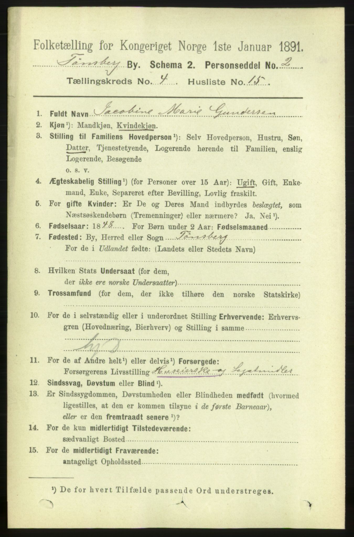 RA, 1891 census for 0705 Tønsberg, 1891, p. 2194