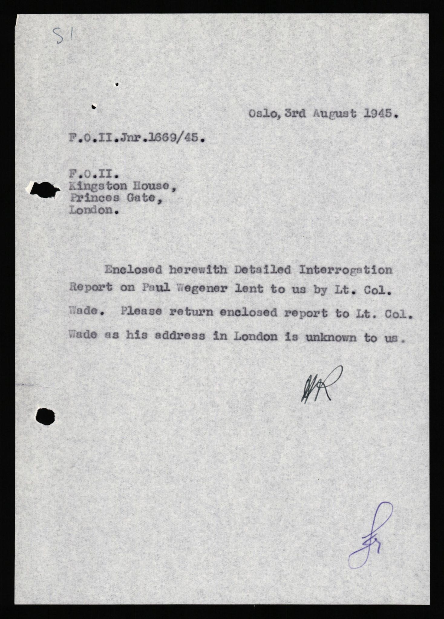 Forsvaret, Forsvarets overkommando II, AV/RA-RAFA-3915/D/Db/L0035: CI Questionaires. Tyske okkupasjonsstyrker i Norge. Tyskere., 1945-1946, p. 87