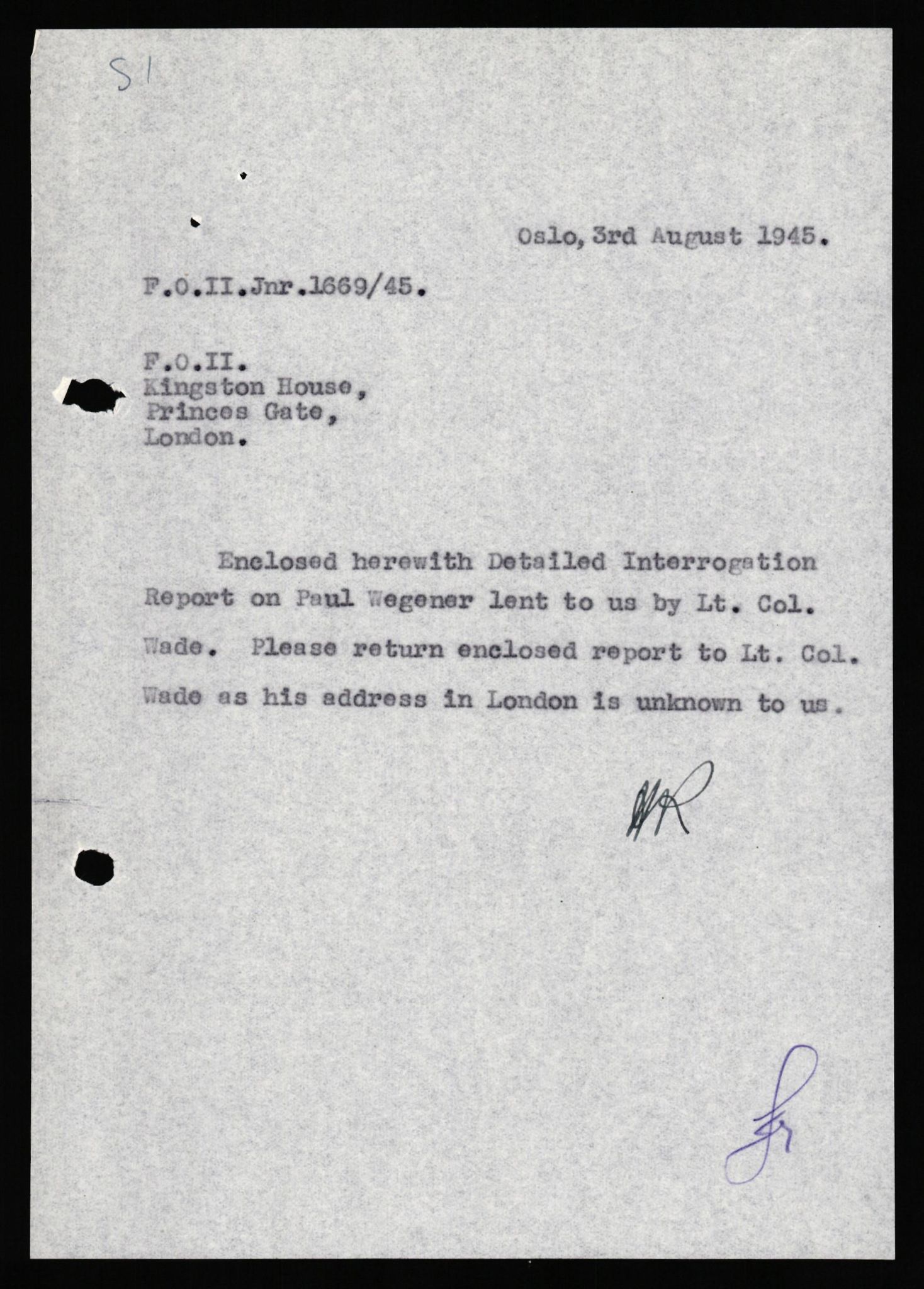 Forsvaret, Forsvarets overkommando II, RA/RAFA-3915/D/Db/L0035: CI Questionaires. Tyske okkupasjonsstyrker i Norge. Tyskere., 1945-1946, p. 87