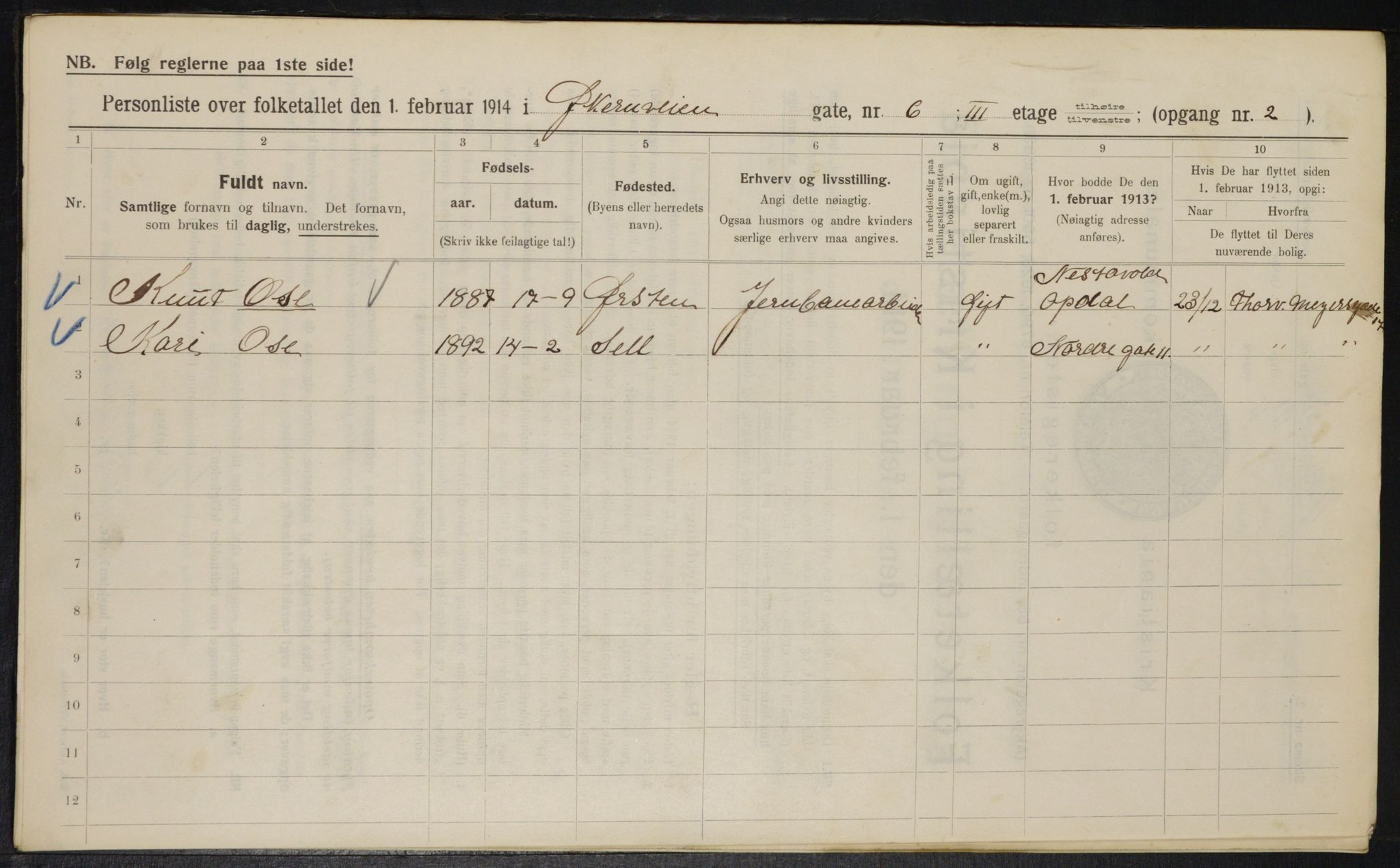 OBA, Municipal Census 1914 for Kristiania, 1914, p. 129764