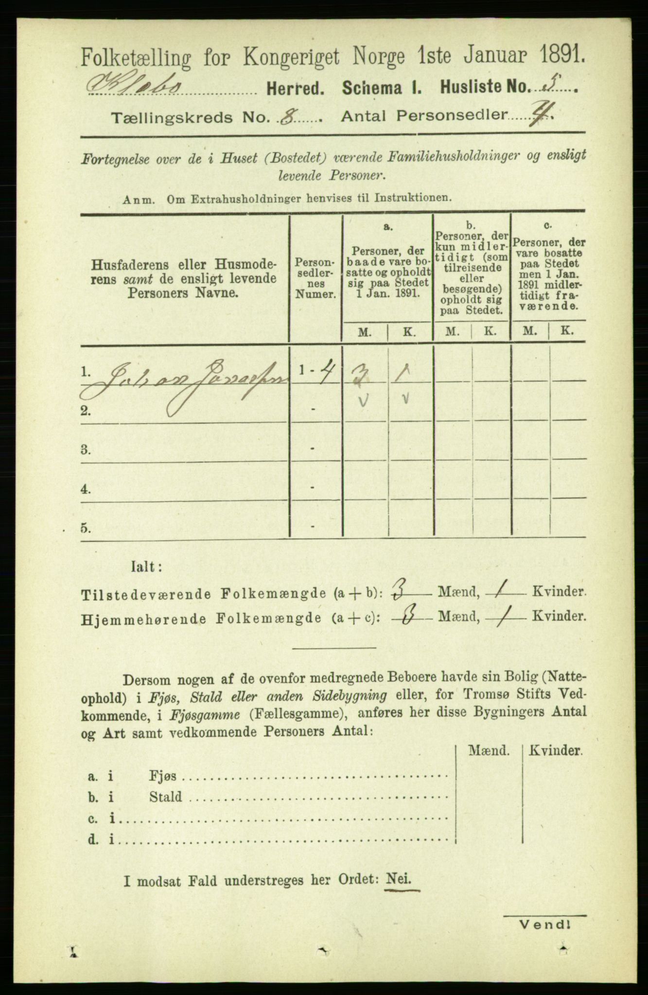 RA, 1891 census for 1662 Klæbu, 1891, p. 1529