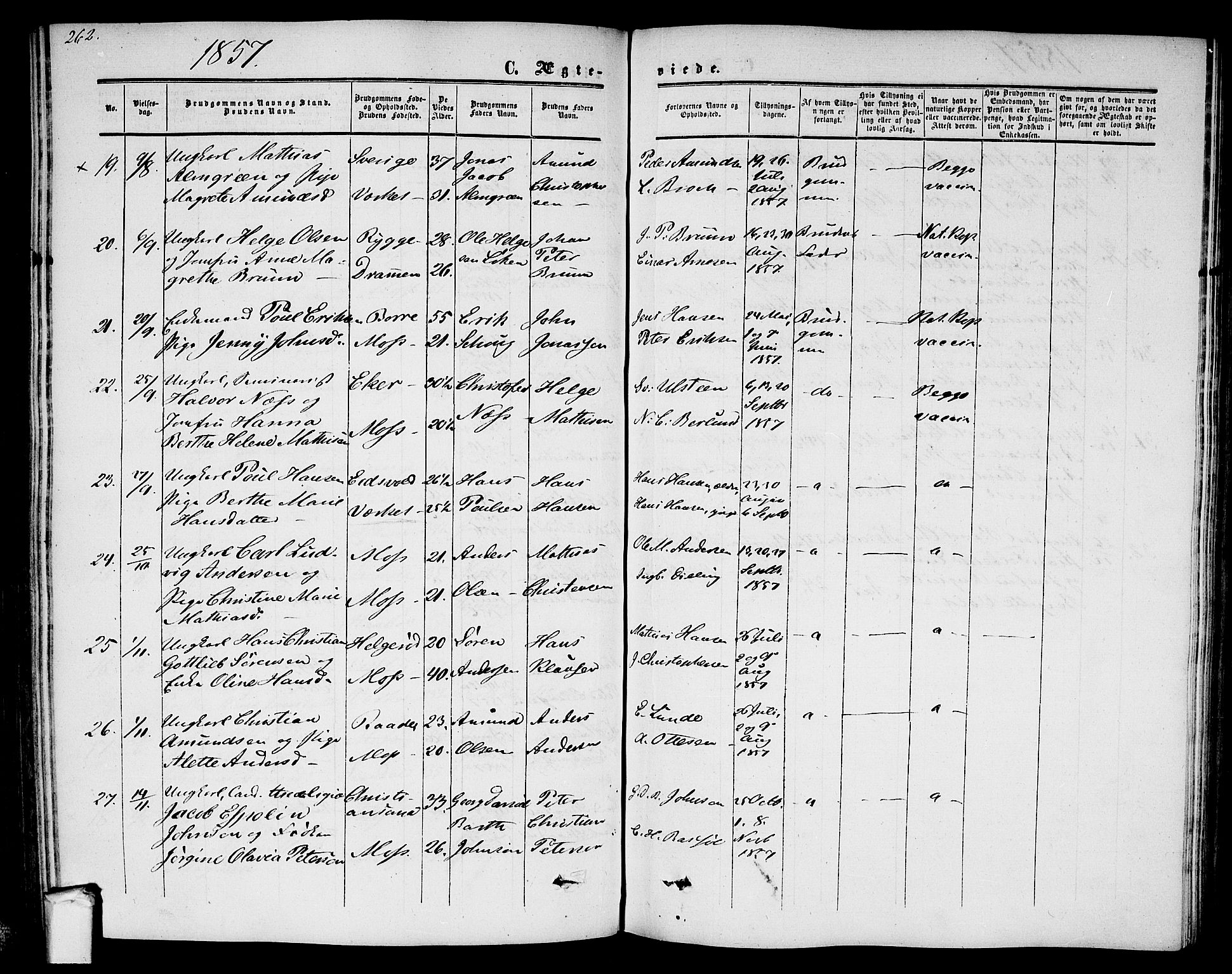 Moss prestekontor Kirkebøker, AV/SAO-A-2003/G/Ga/L0002: Parish register (copy) no. I 2, 1852-1871, p. 262