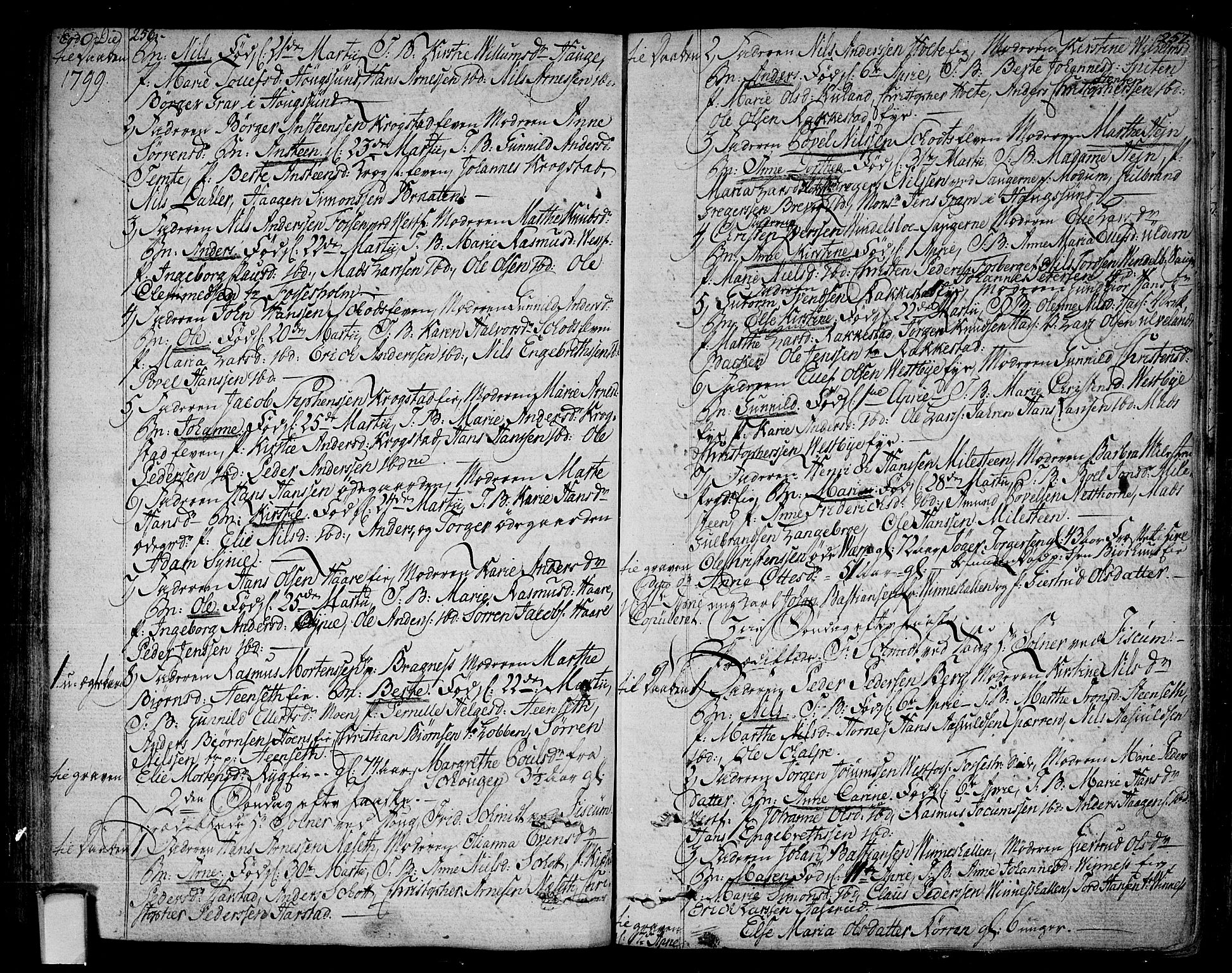 Eiker kirkebøker, SAKO/A-4/F/Fa/L0009: Parish register (official) no. I 9, 1789-1806, p. 256-257