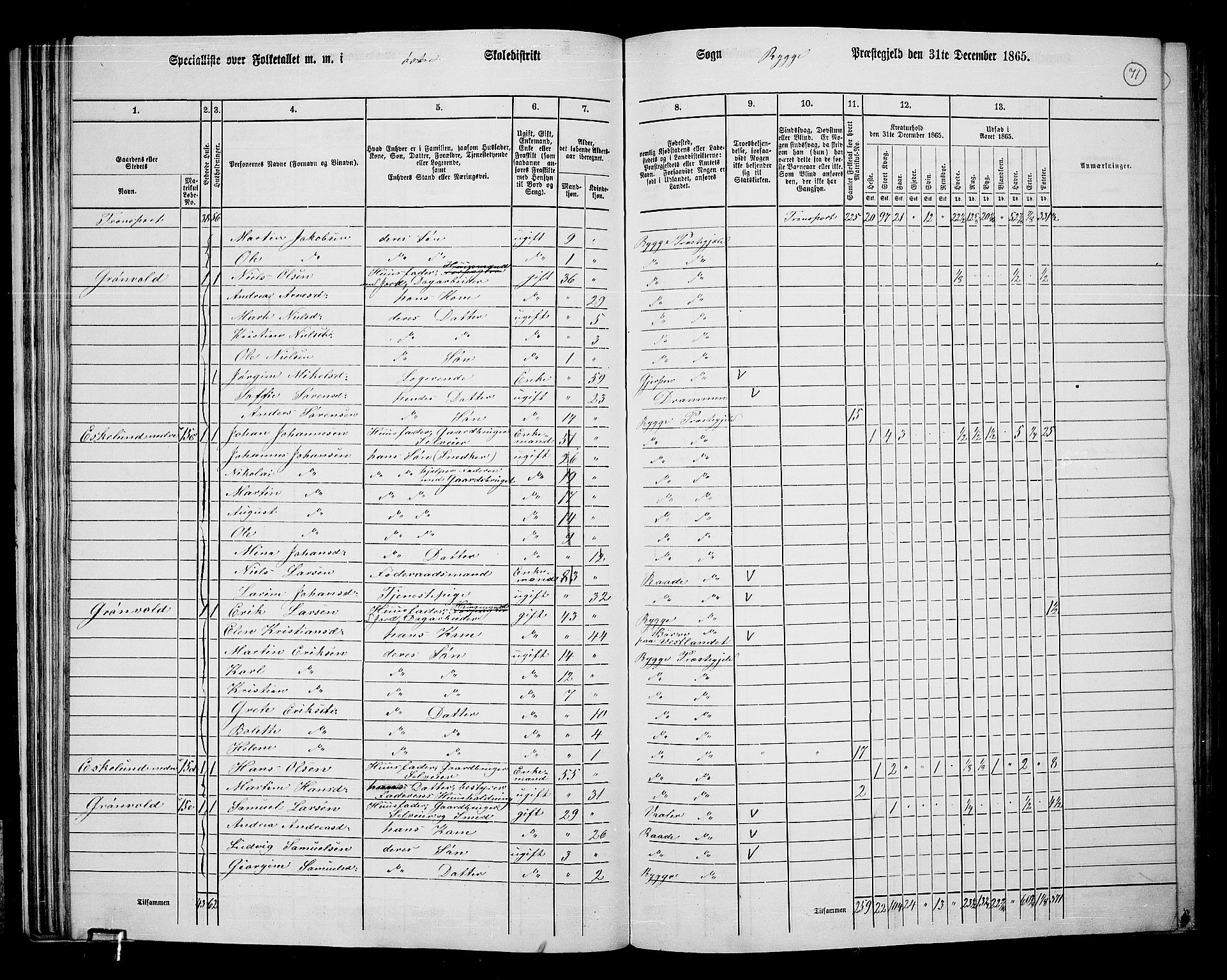 RA, 1865 census for Rygge, 1865, p. 14