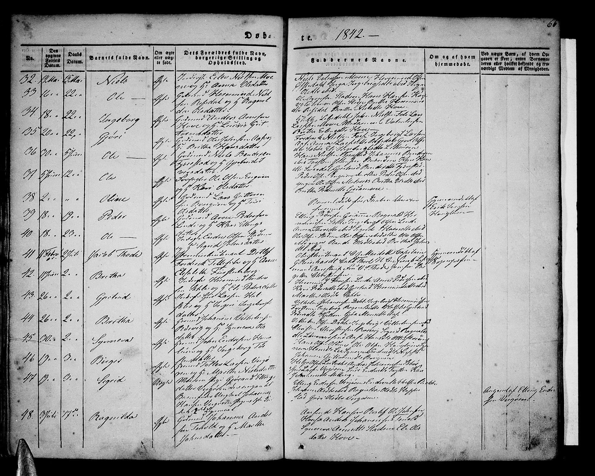 Vik sokneprestembete, SAB/A-81501: Parish register (official) no. A 7, 1831-1845, p. 66