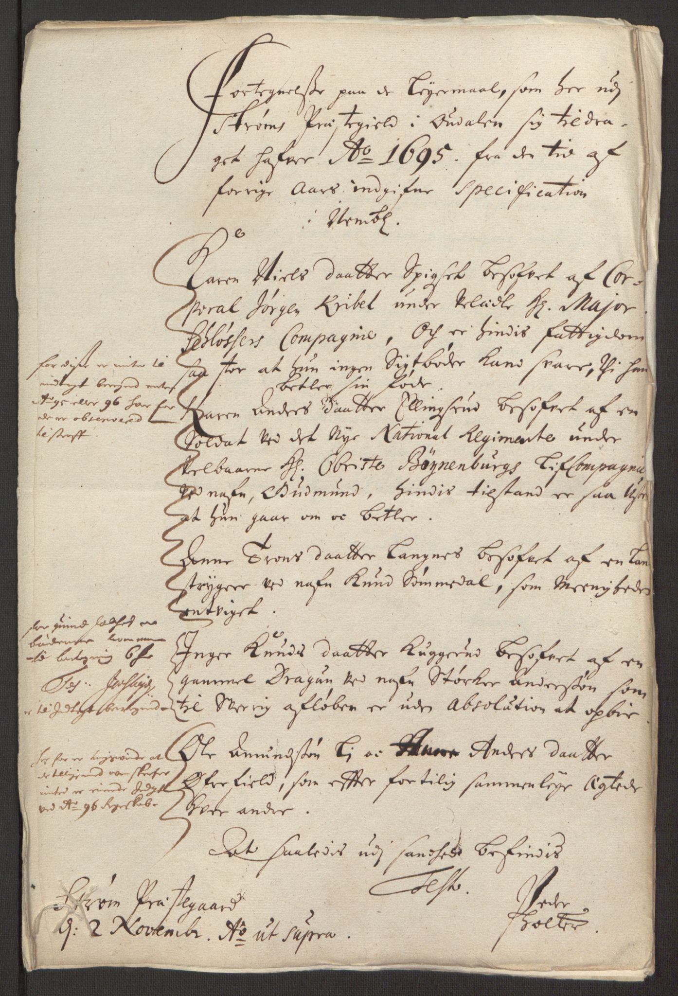 Rentekammeret inntil 1814, Reviderte regnskaper, Fogderegnskap, AV/RA-EA-4092/R13/L0833: Fogderegnskap Solør, Odal og Østerdal, 1695, p. 190