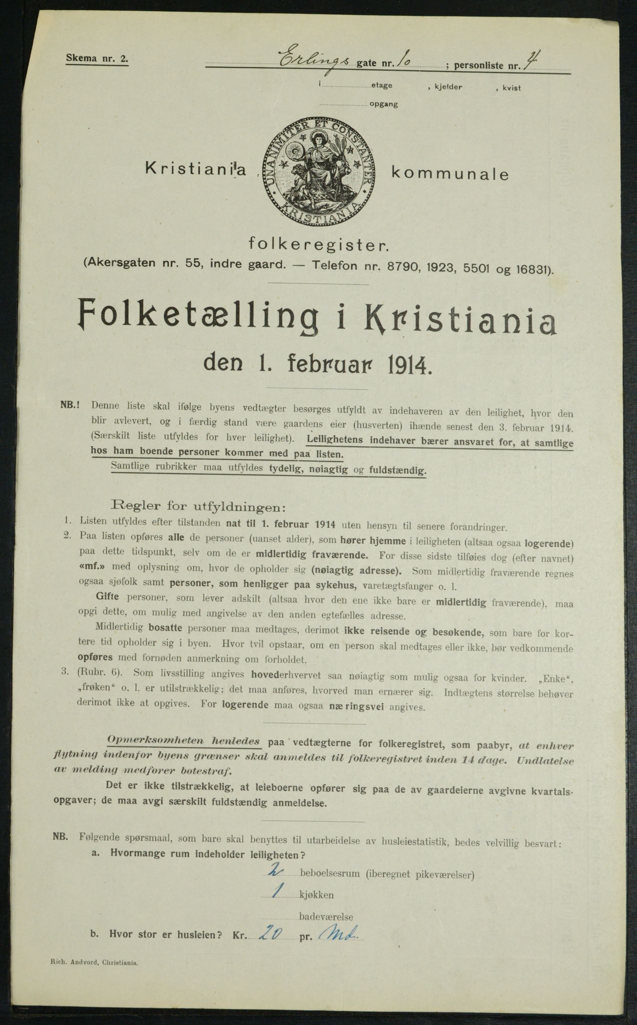 OBA, Municipal Census 1914 for Kristiania, 1914, p. 22173