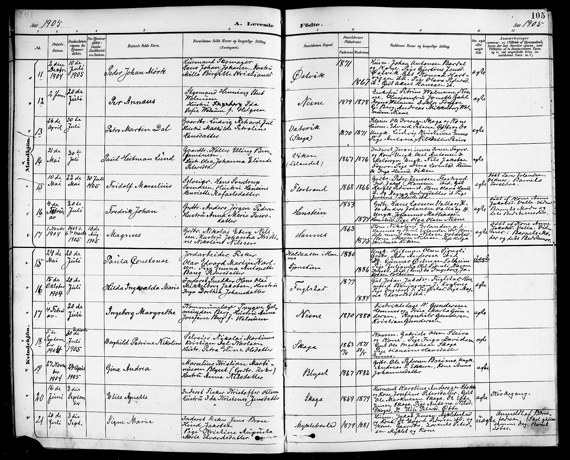 Ministerialprotokoller, klokkerbøker og fødselsregistre - Nordland, AV/SAT-A-1459/838/L0559: Parish register (copy) no. 838C06, 1893-1910, p. 105