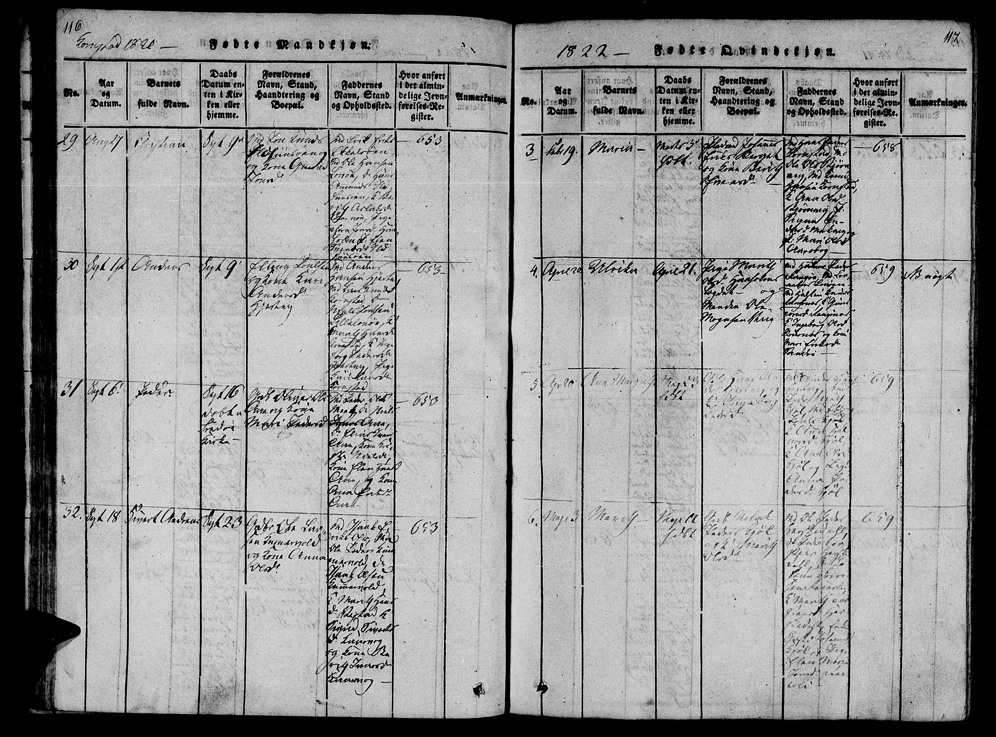 Ministerialprotokoller, klokkerbøker og fødselsregistre - Møre og Romsdal, AV/SAT-A-1454/568/L0800: Parish register (official) no. 568A09 /3, 1820-1830, p. 116-117