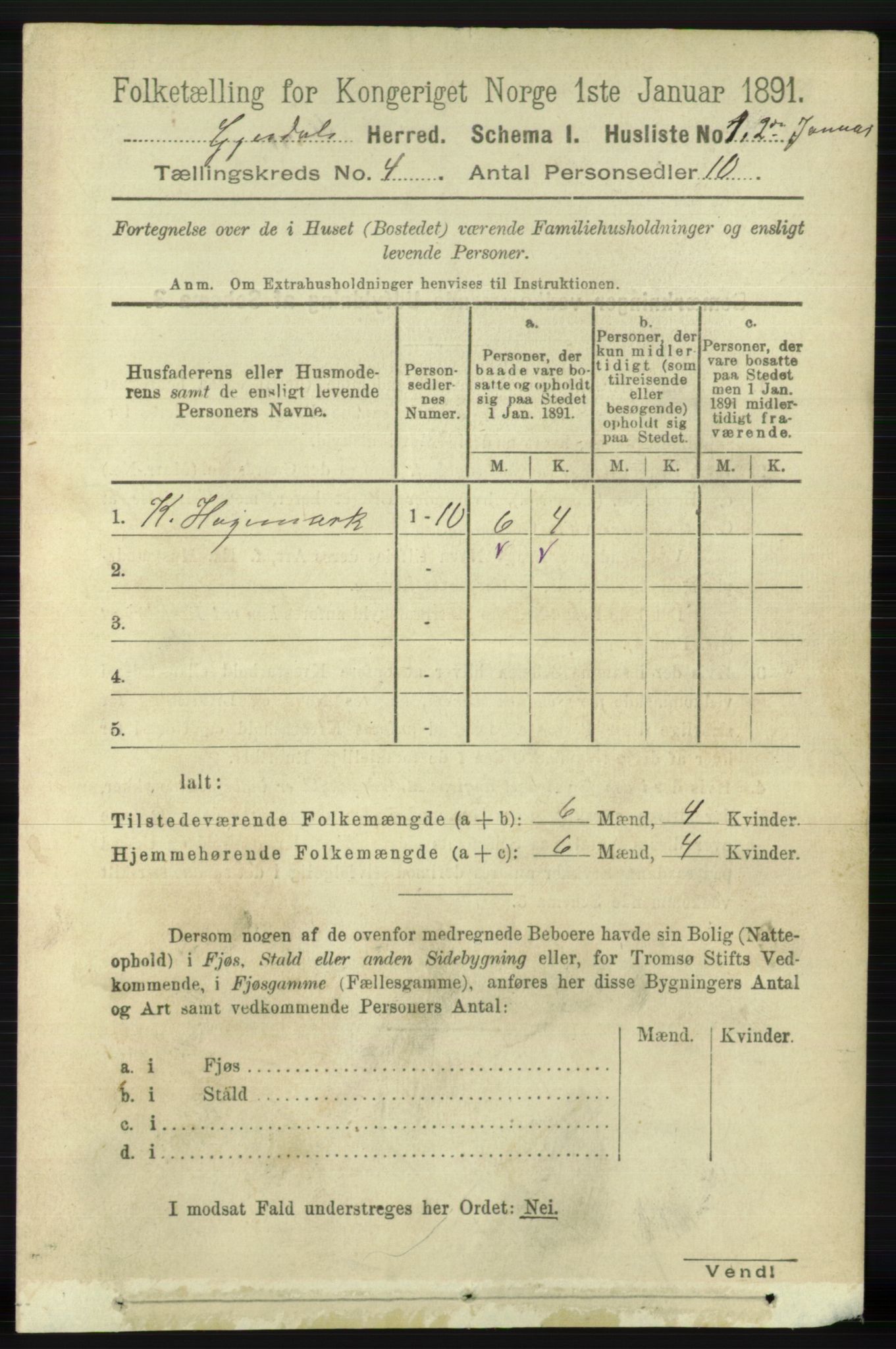 RA, 1891 census for 1122 Gjesdal, 1891, p. 1140