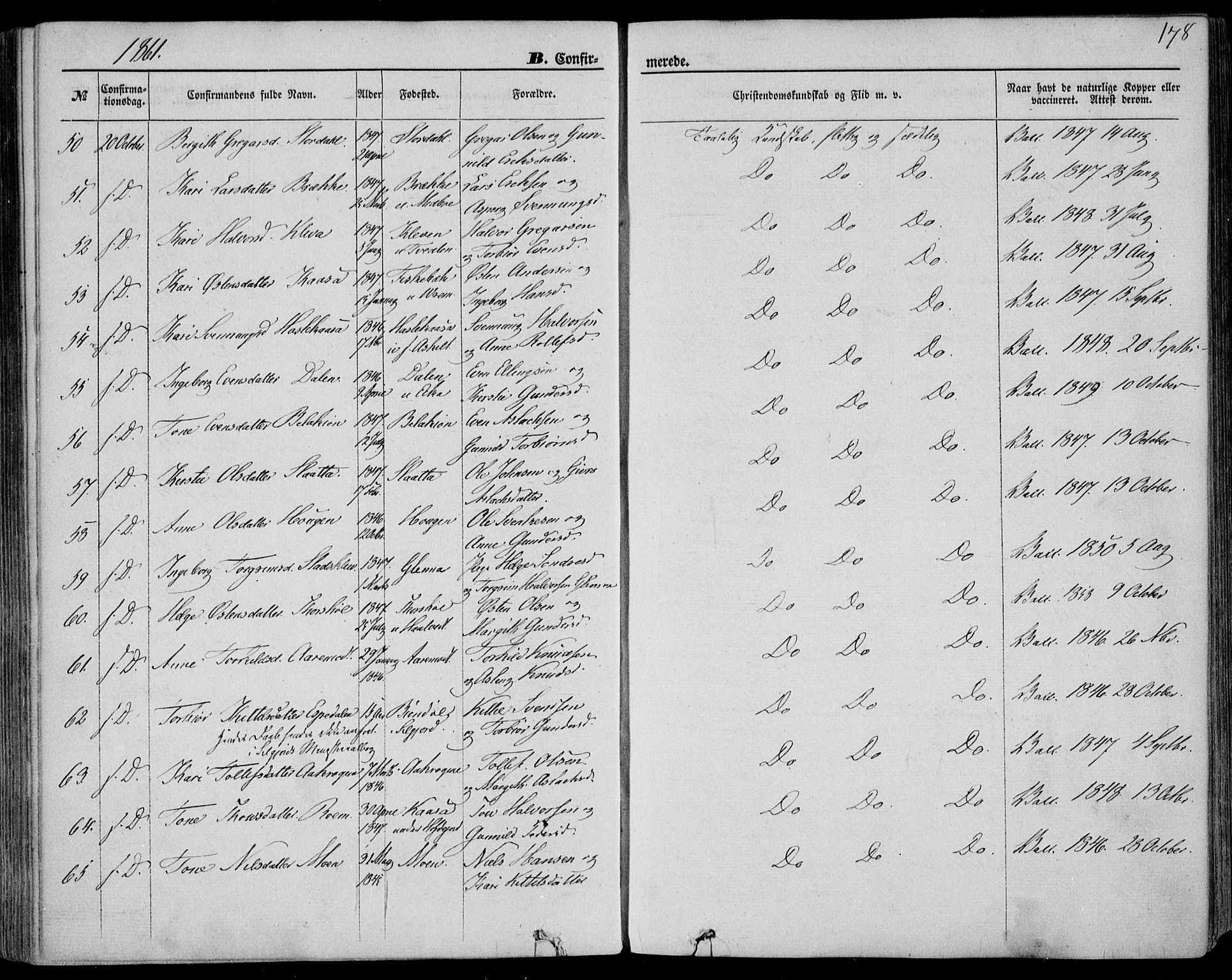 Bø kirkebøker, SAKO/A-257/F/Fa/L0009: Parish register (official) no. 9, 1862-1879, p. 178