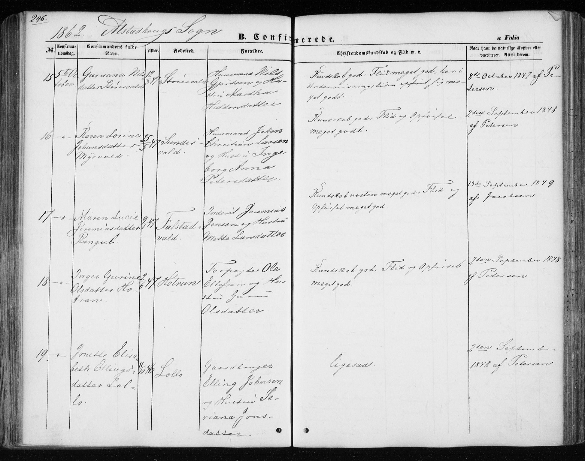 Ministerialprotokoller, klokkerbøker og fødselsregistre - Nord-Trøndelag, AV/SAT-A-1458/717/L0154: Parish register (official) no. 717A07 /1, 1850-1862, p. 246