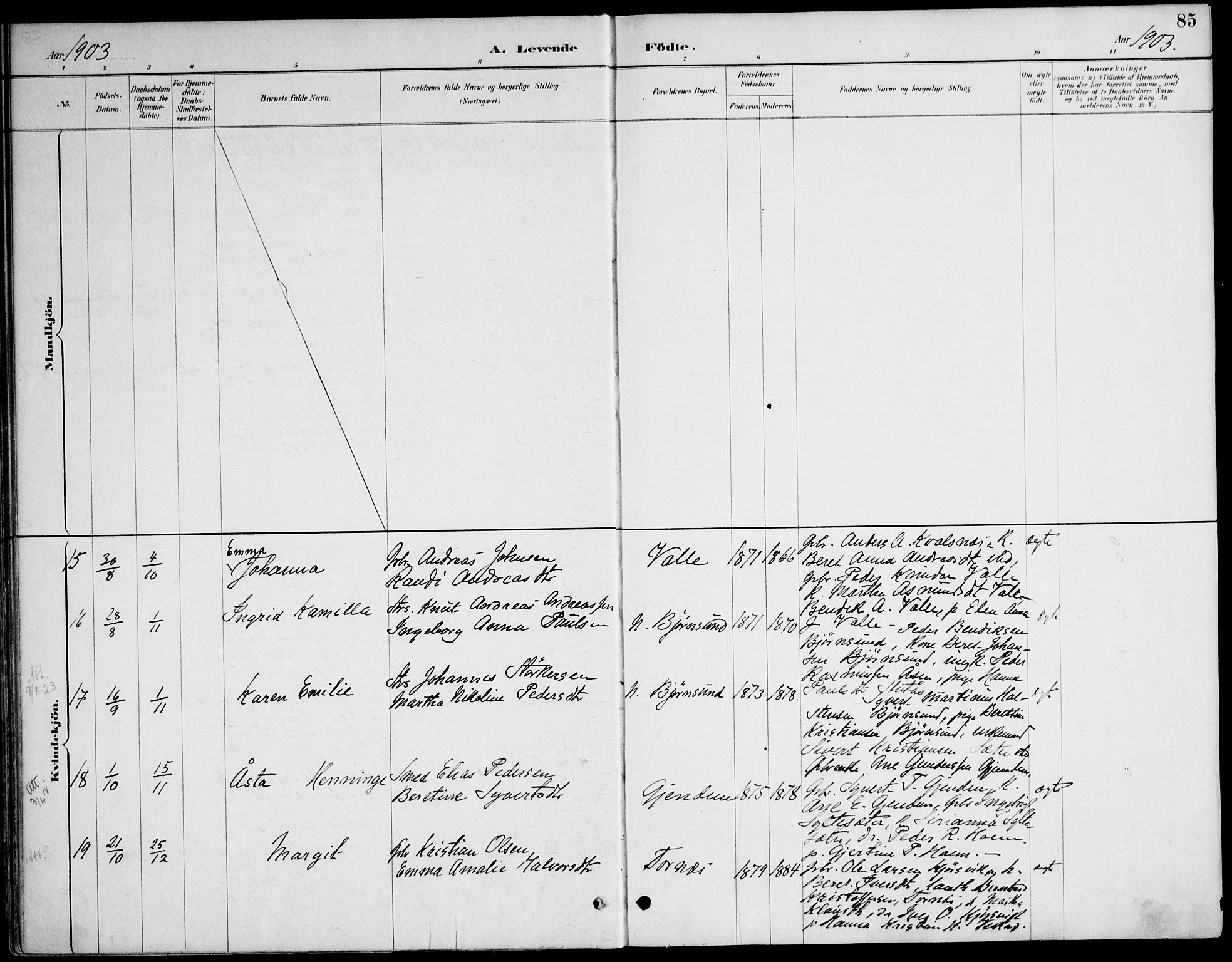 Ministerialprotokoller, klokkerbøker og fødselsregistre - Møre og Romsdal, AV/SAT-A-1454/565/L0750: Parish register (official) no. 565A04, 1887-1905, p. 85